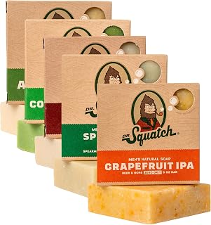 Dr. Squatch All Natural Bar Soap for Men, 5 Bar Variety Pack - Cool Fresh Aloe, Alpine Sage, Spearmint, Bay Rum and Grapefruit IPA