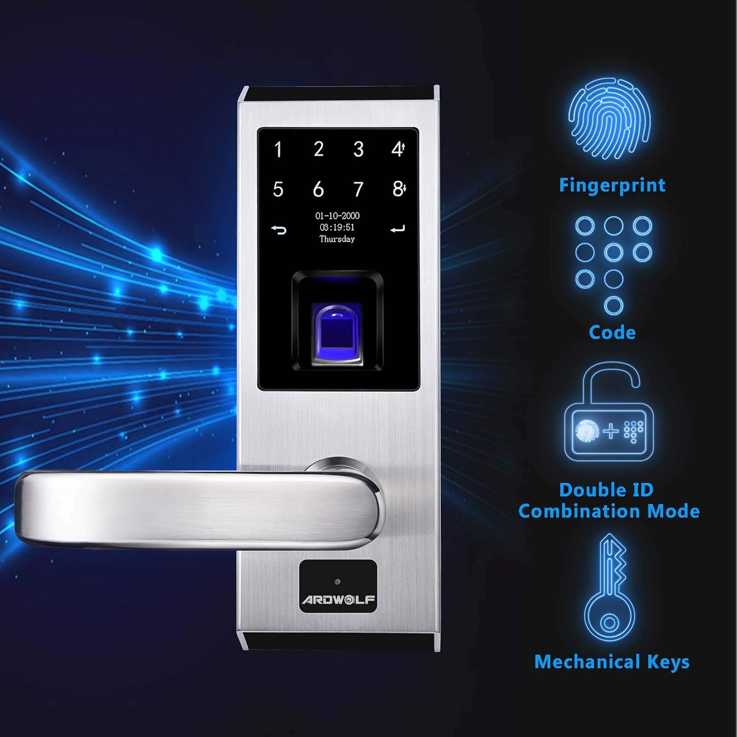 Super Cheap 🛒 Ardwolf A50 Fingerprint Door Lock with Left-Handle, Keyless Entry Biometric Door-Locks with Key Digital Key-pad for Interior Exterior Homes Hotel Front Door, Auto-Lock Crazy Clearance Ardwolf A50 Fingerprint Door Lock with Left-Handle, Keyless Entry Biometric Door-Locks with Key Digital Key-pad for Interior Exterior Homes Hotel Front Door, Auto-Lock
