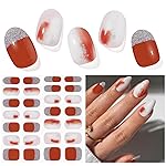 DUKASOU Semi Cured Gel Nail Strips, Passionate Years | 28 pcs Gel Nail Strips Work with Any UV Lamp, Salon Quality UV Nails Stickers, Easy to Apply for Home Nails DIY