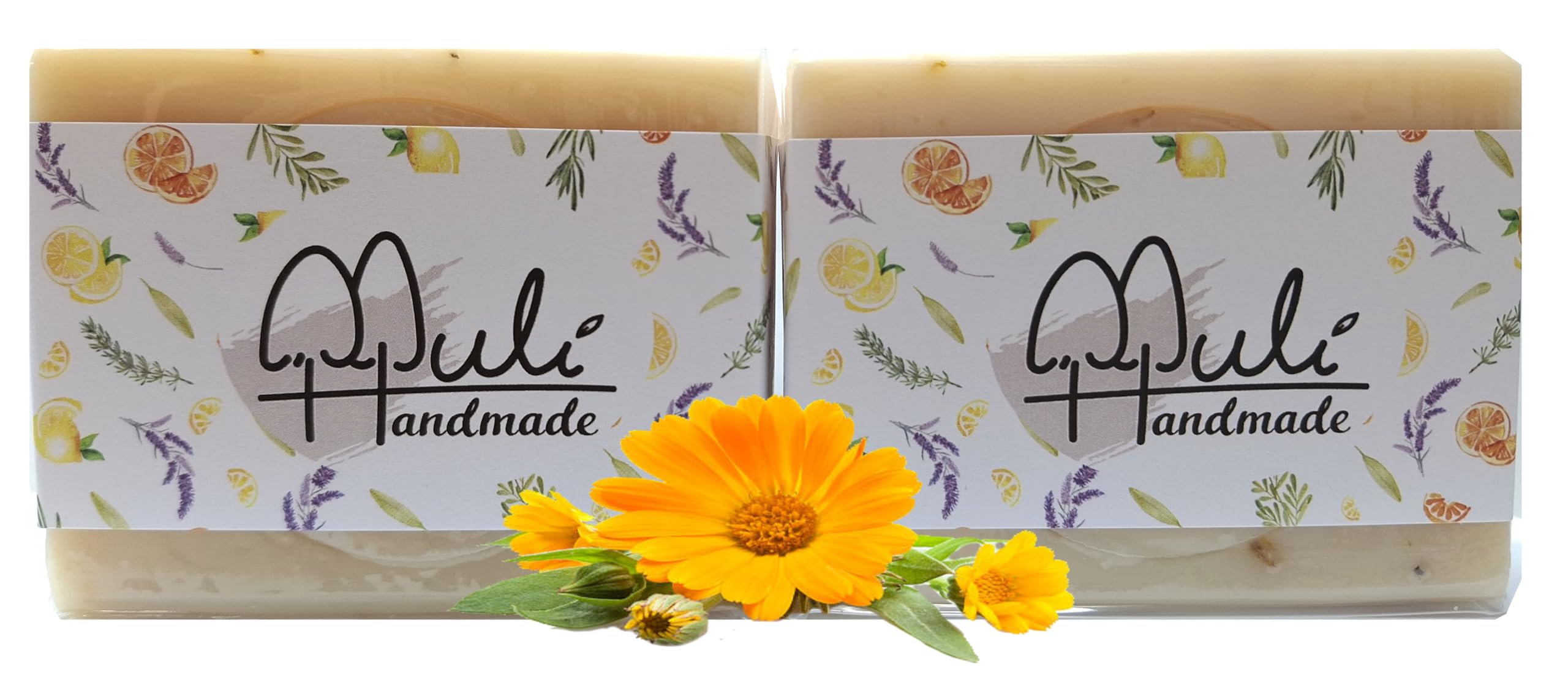 Natural Handemade Bar Soap for Men and Women with Essential oils, Scented Bar Soaps for Bath, Fragrance Regular Use Gift Set (Pack of 2) Calendula