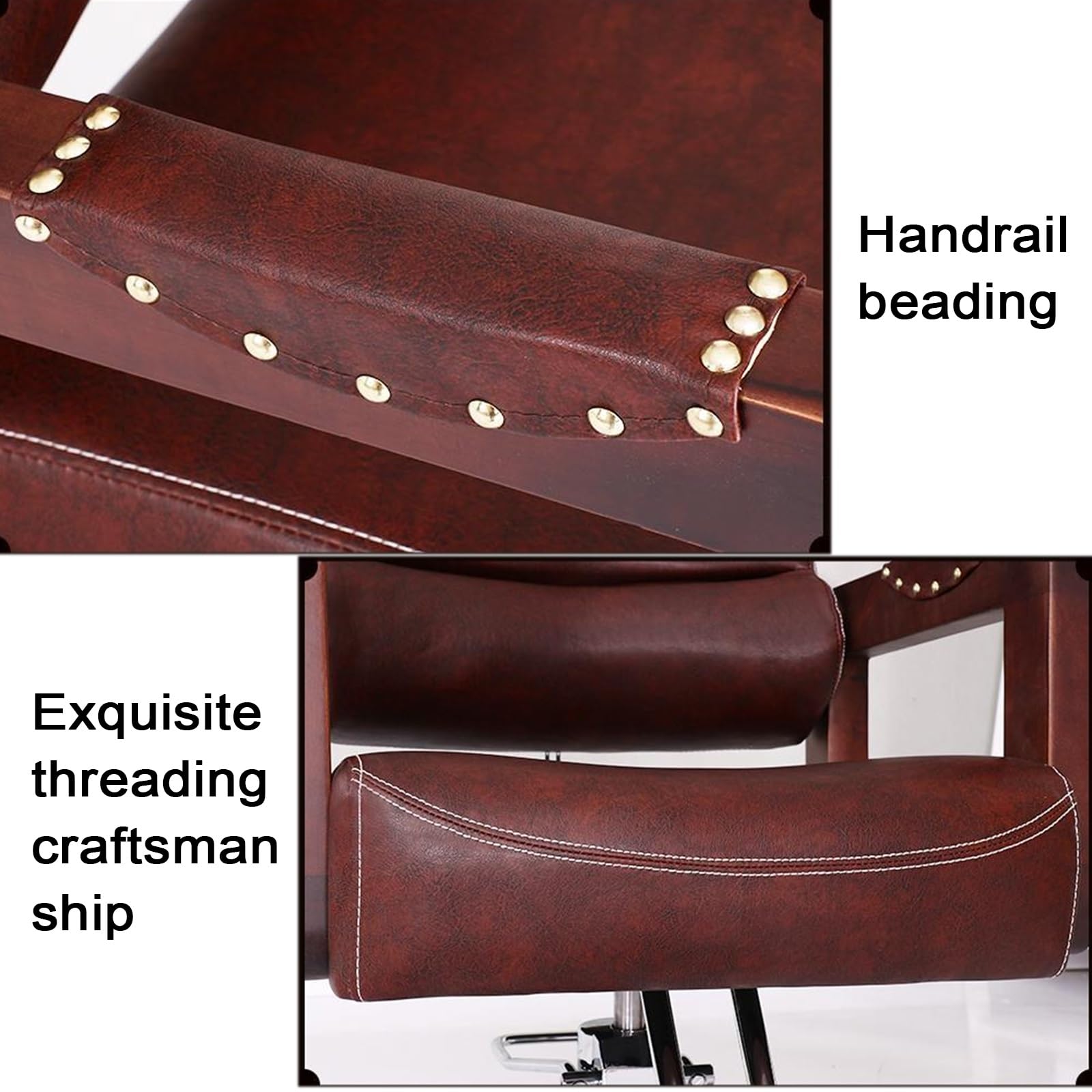 Sillas de barbero, Silla de salón Resistente para estilistas - Silla de barbero Ajustable de Cuero sintético con reposabrazos de Madera Maciza para barbería y SPA - Cómoda Silla de Estilista