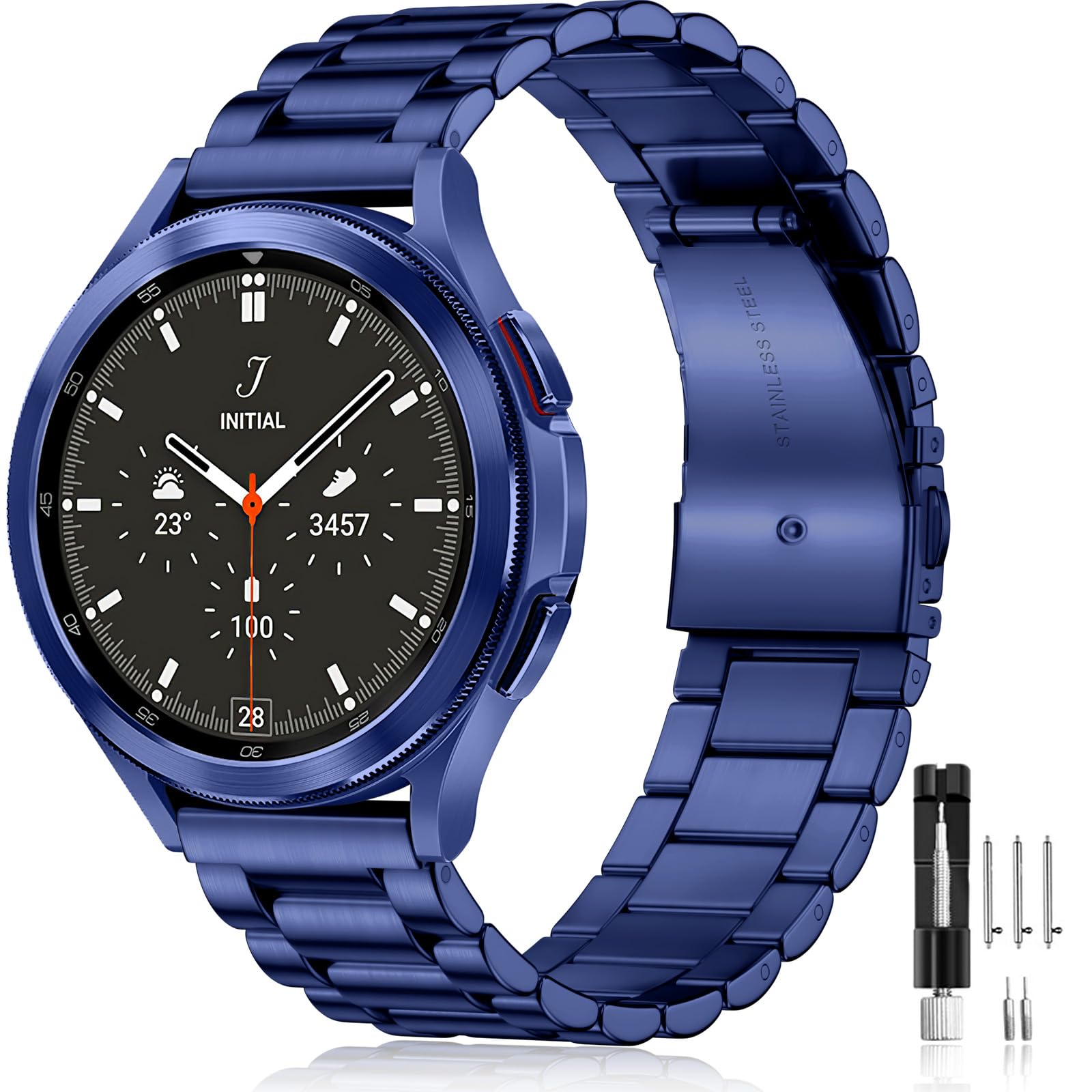 Lerobo Compatible with Samsung Galaxy Watch 7/6/5/4 Band/Active 2 Watch Bands 40mm 44mm,Watch 4 Classic Band 46mm 42mm/for Galaxy Watch 3 Band 41mm, 20mm Stainless Steel Metal Replacement, Men Women