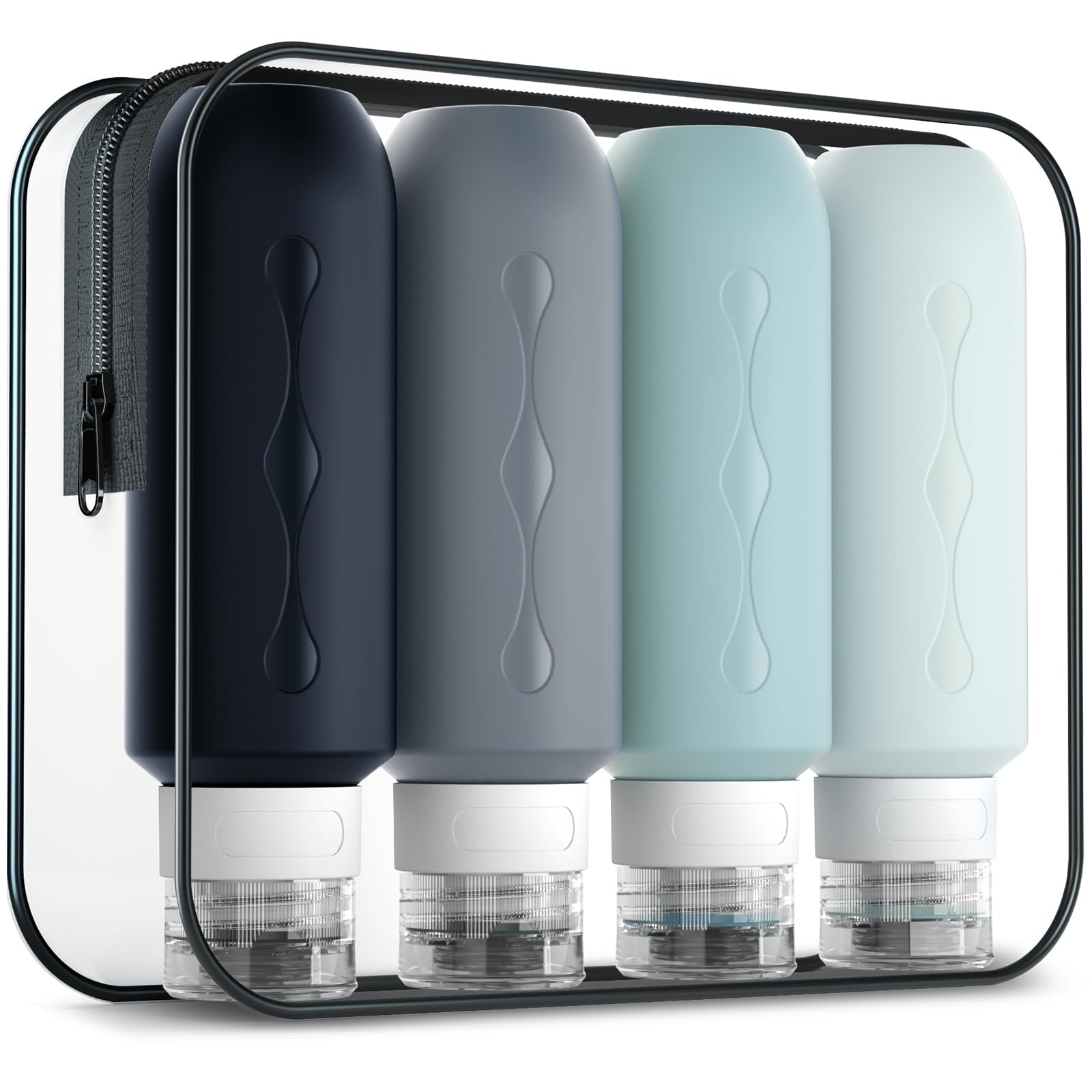 Gemice Travel Bottles for Toiletries, Tsa Approved Travel 6oz Size Containers with Clear Bag, BPA Free Leak Proof Travel Tubs Refillable Liquid Travel Accessories for Cometic Shampoo Lotion