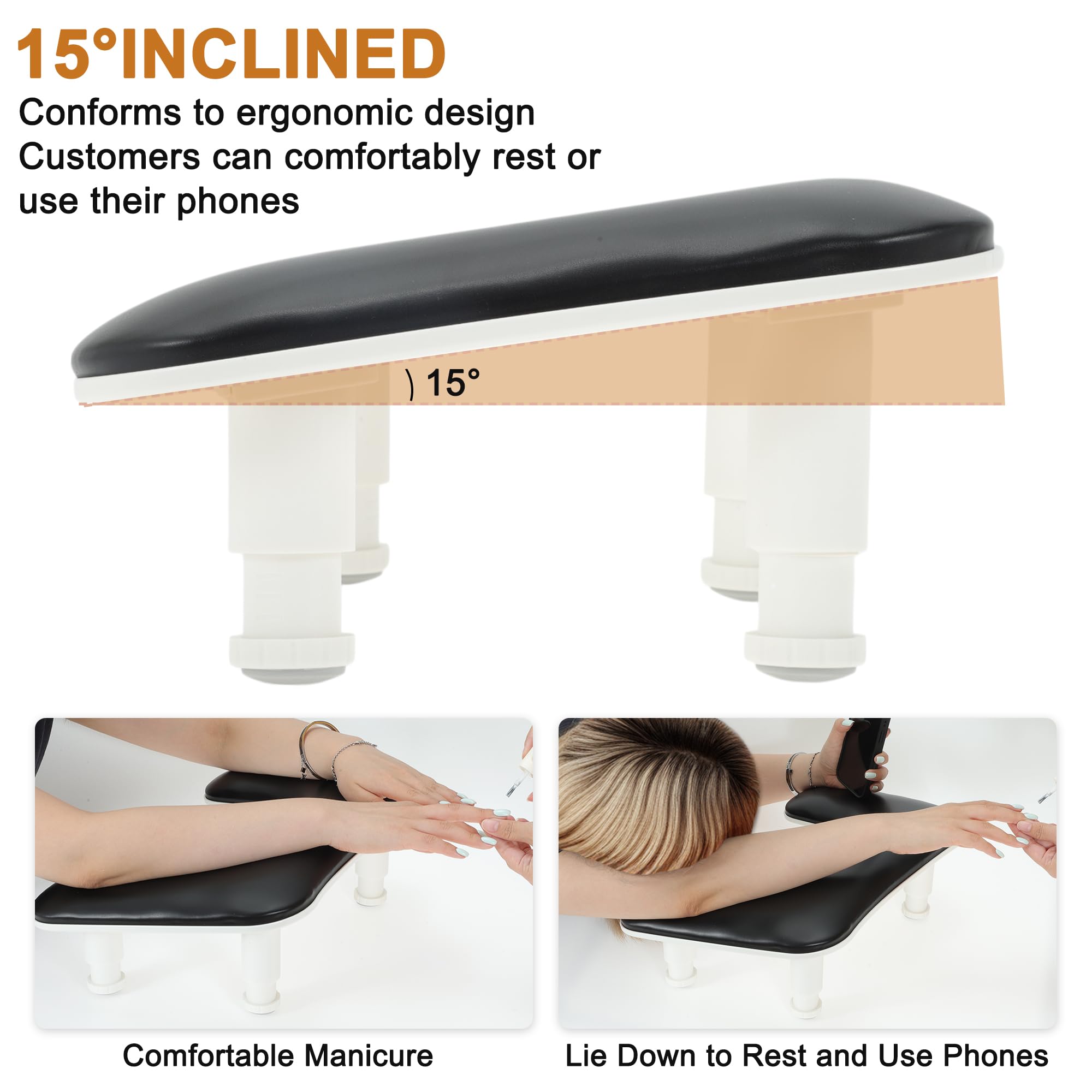 VOCOSTE Nail Arm Rest with Height Adjustment, U Shaped Manicure Hand Rest - Image 3