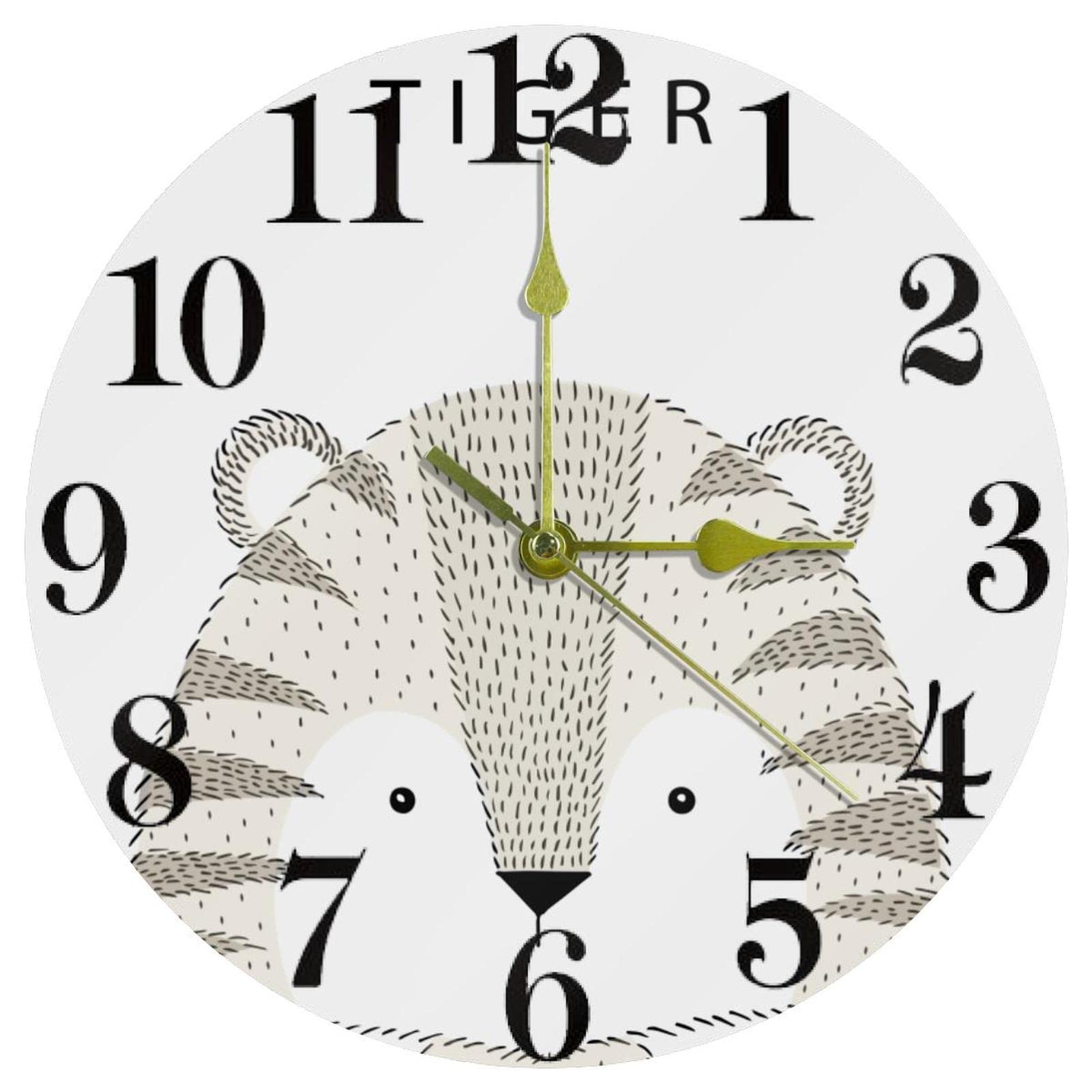Horloge murale sans tic-tac tigre 25,4 cm pour retrouver le calme à la maison et au bureau