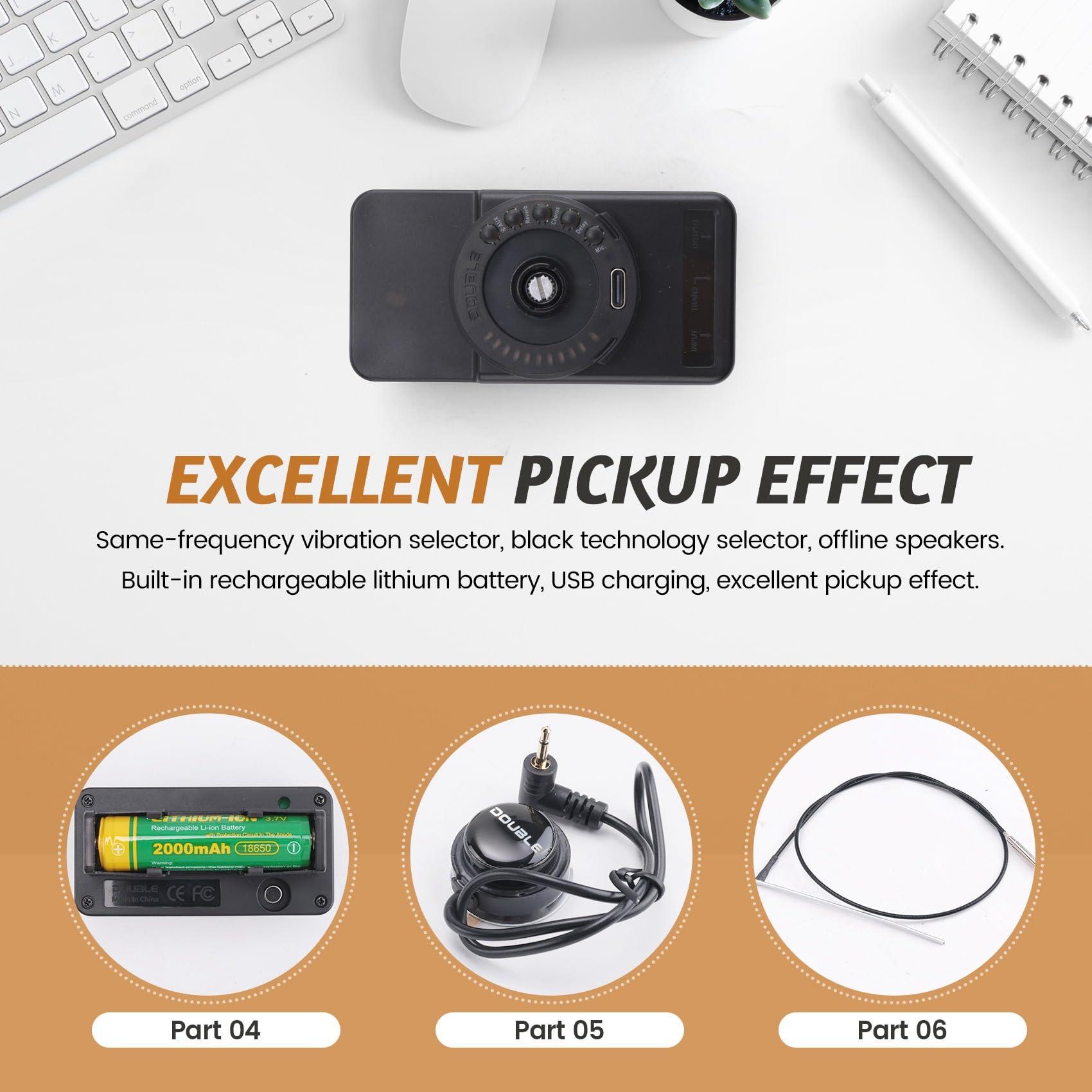 Pickup A Vibrazione OS1 Pickup Compatibile con Ricarica USB per Strumenti di Musica Folk Classica per Accessori per Chitarra