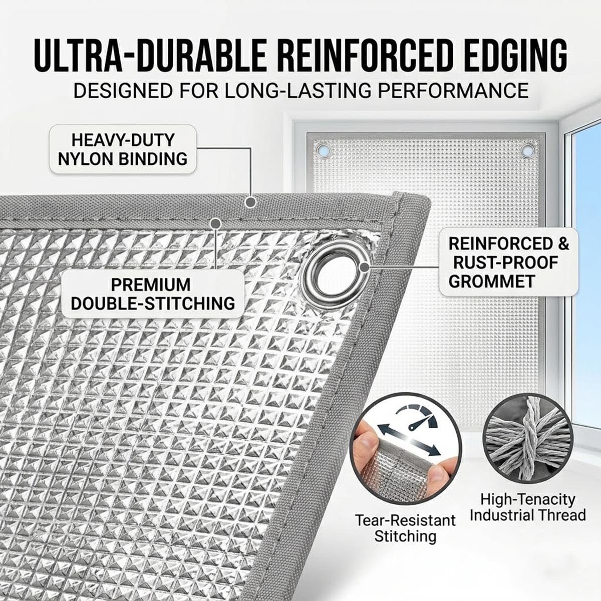 Sonnenschutz Fenster Innen Reflektierend Verdunkelungsrollo mit Saugnäpfen 5-Lagig Thermo Aluminiumfolie Fensterfolie Hitzeschutz und Sichtschutz für Schlafzimmer Dachfenster(Grau,100x200(cm))