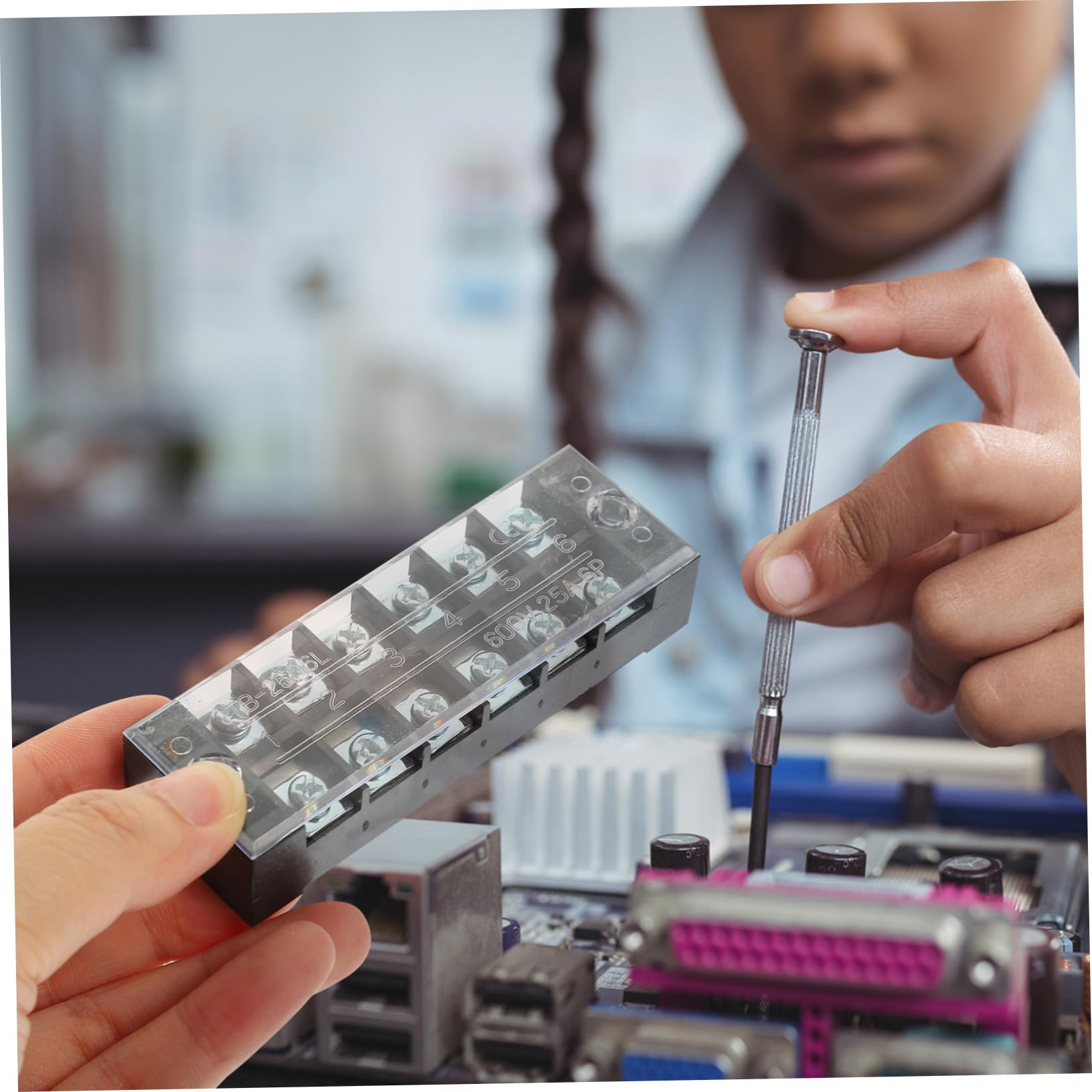 3 Set Morsettiera Vite Doppia Kit Terminale di Alimentazione con Strip Barriera Connessione Elettrica Robusta per Pannelli Distribuzione e Impianti