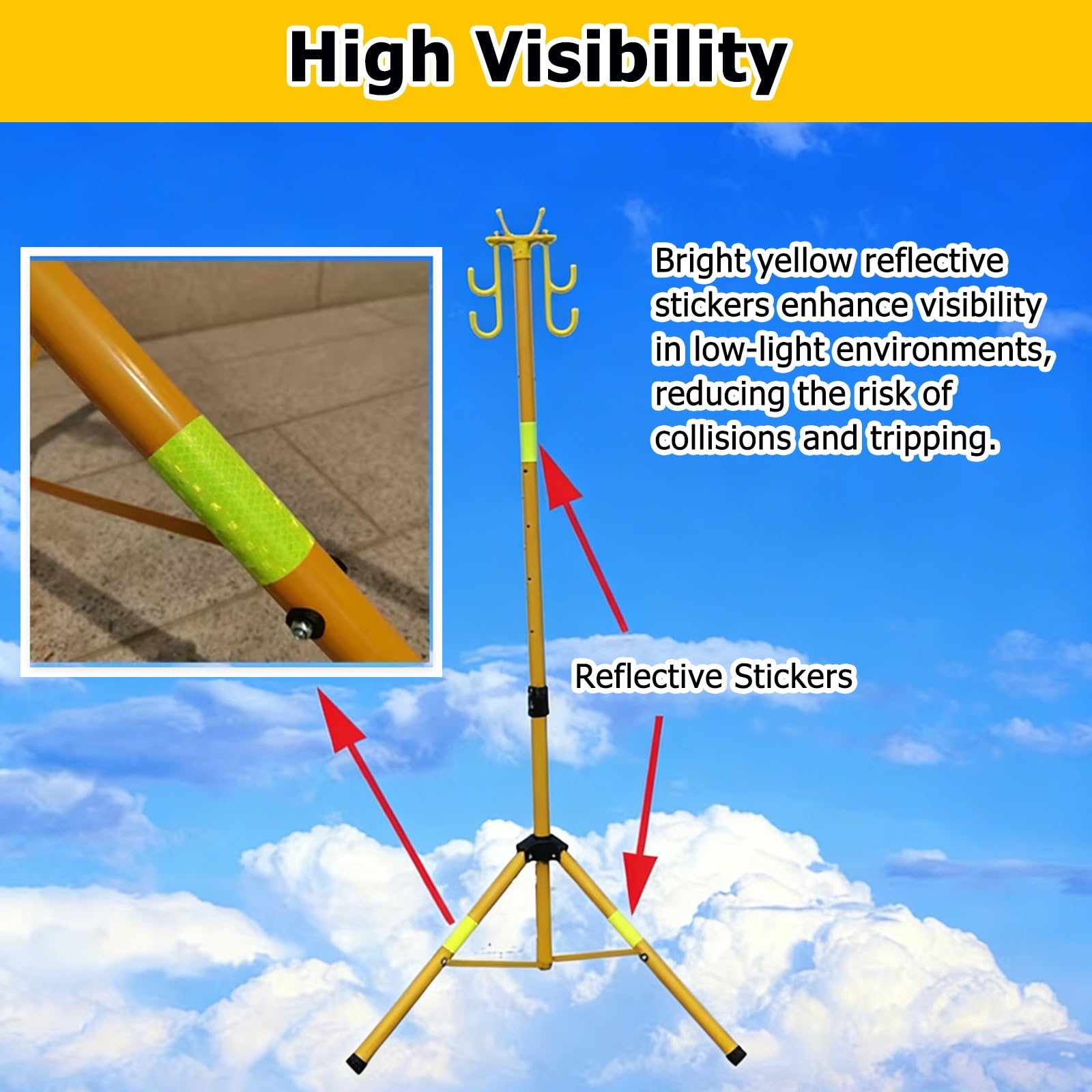Soporte telescópico aislado para cables, soporte ligero para cables en el lugar de trabajo con ganchos y calcomanías reflectantes, organizador de cables de fibra de vidrio