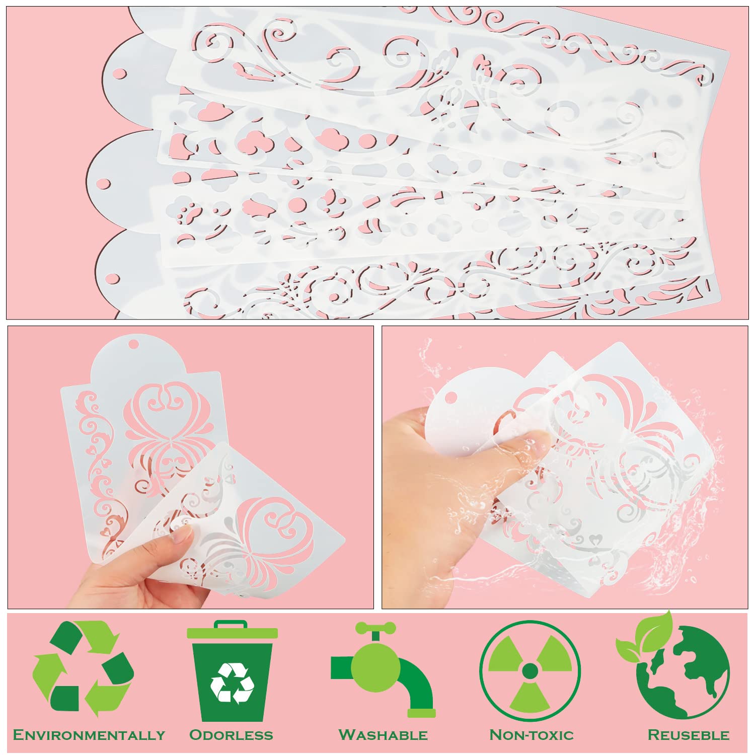 Set Di 16 Stencil Per Decorazione Torte In Tessuto – Asudaro, Motivi Di Pizzo E Rilievo Per Crema E Glassa, Riutilizzabili