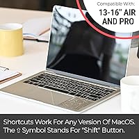 Vista 5 de Synerlogic (5 unidades) Pegatina de atajos de Mac OS, calcomanías de teclado para macOS, hoja de trucos de vinilo laminado para MacBook para laptop