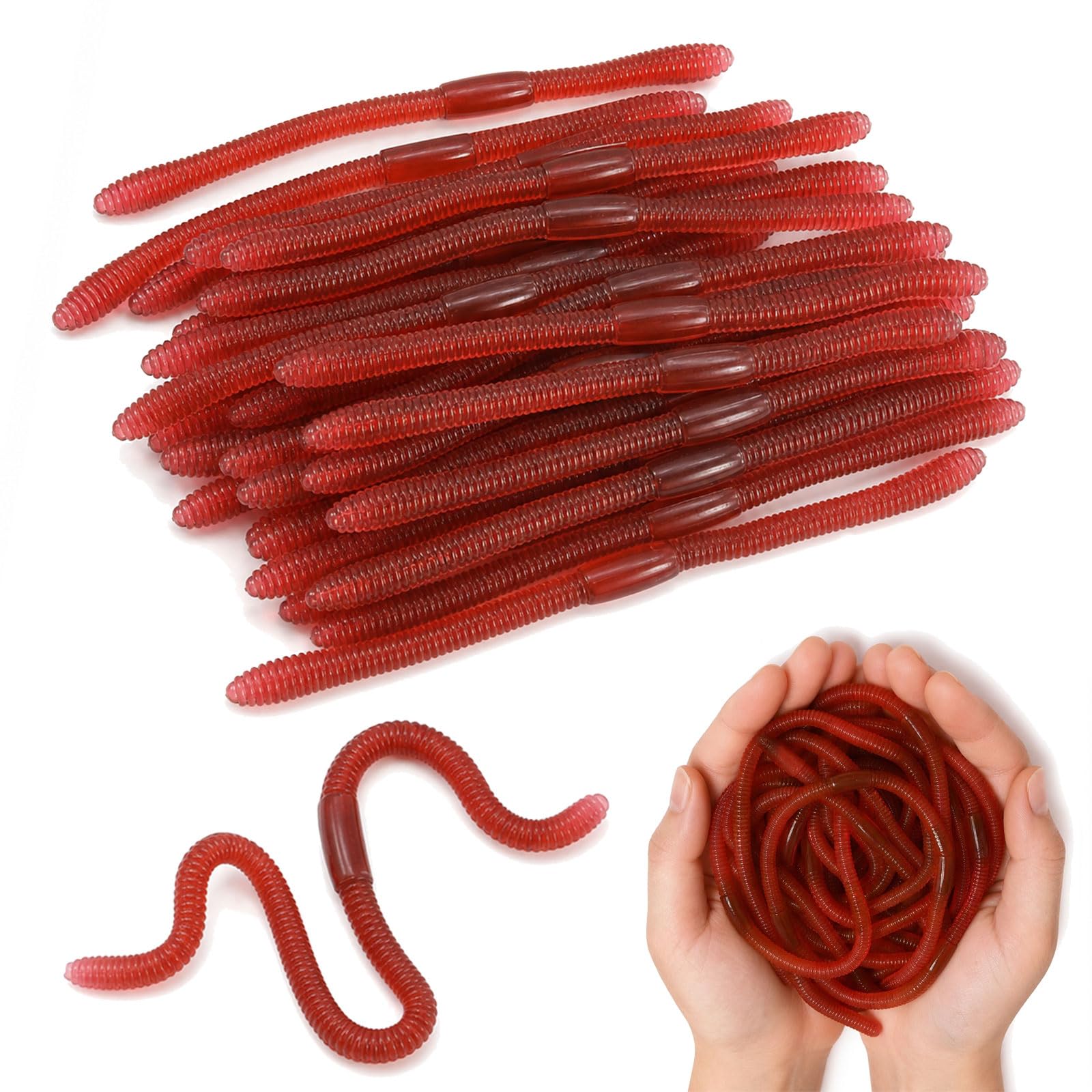 20 Pcs Fake Worms Brown Artificial Earthworms, Soft Plastic Lures Worms for Fishing, Realistic Rubber Plastic Worms Fishing Bait, Prank Toy for Halloween, Sensory Bin, Classroom Nature Learning