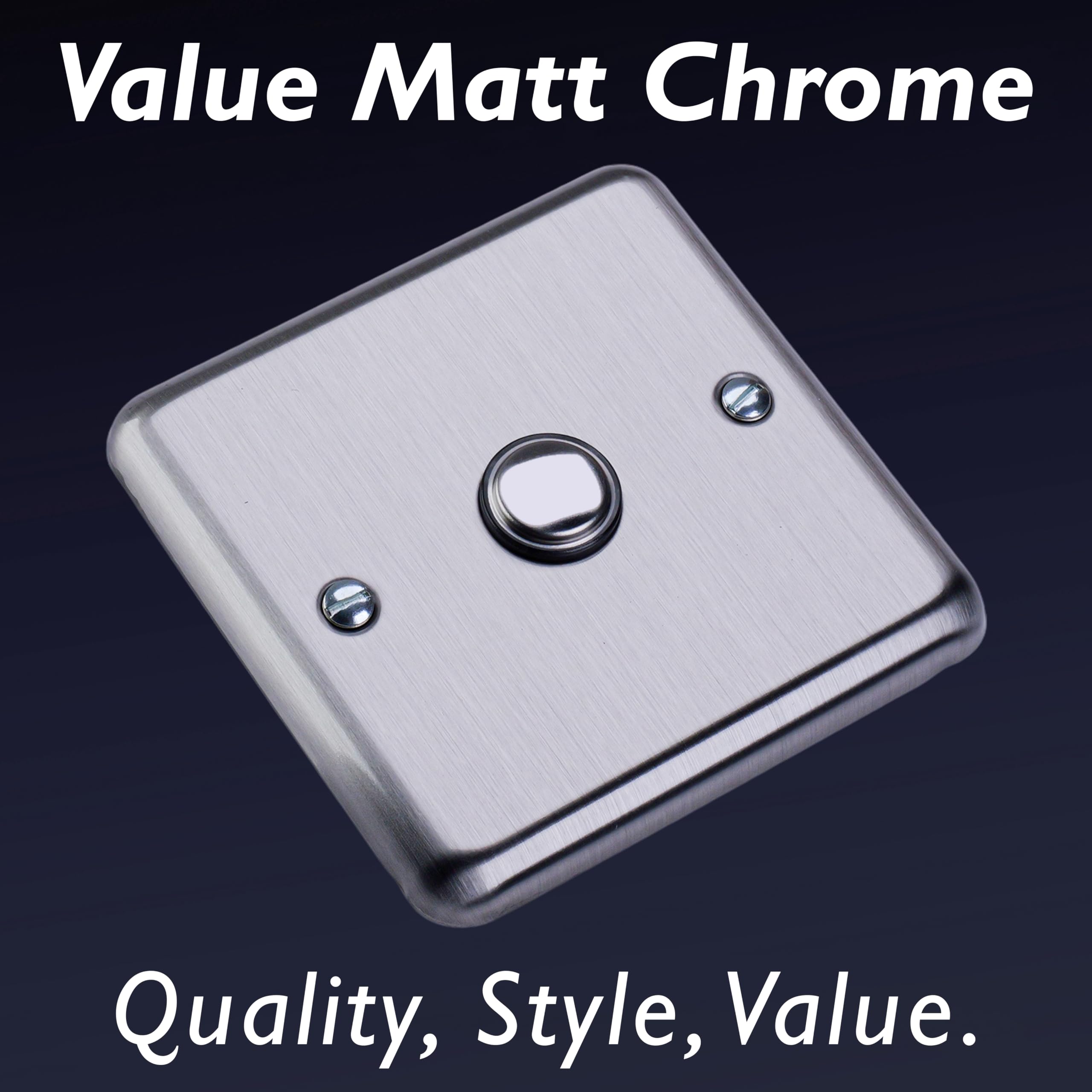 Varilight Single Impulse Light Switch 2-Way - Value Matt Chrome with Chrome Button, 86x86x23mm - Image 3