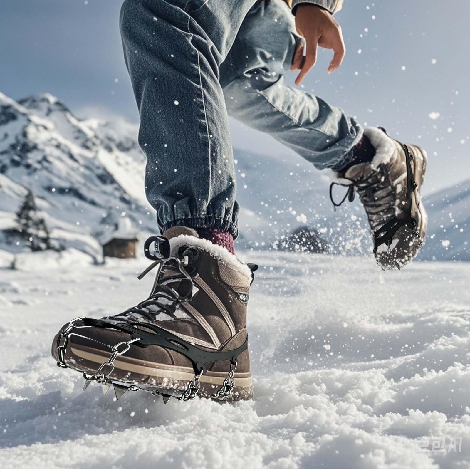 Ice Snow - Ramponi antiscivolo a 19 punte, per scarpe da ghiaccio, per passeggiate invernali all'aperto, alpinismo ed escursionismo