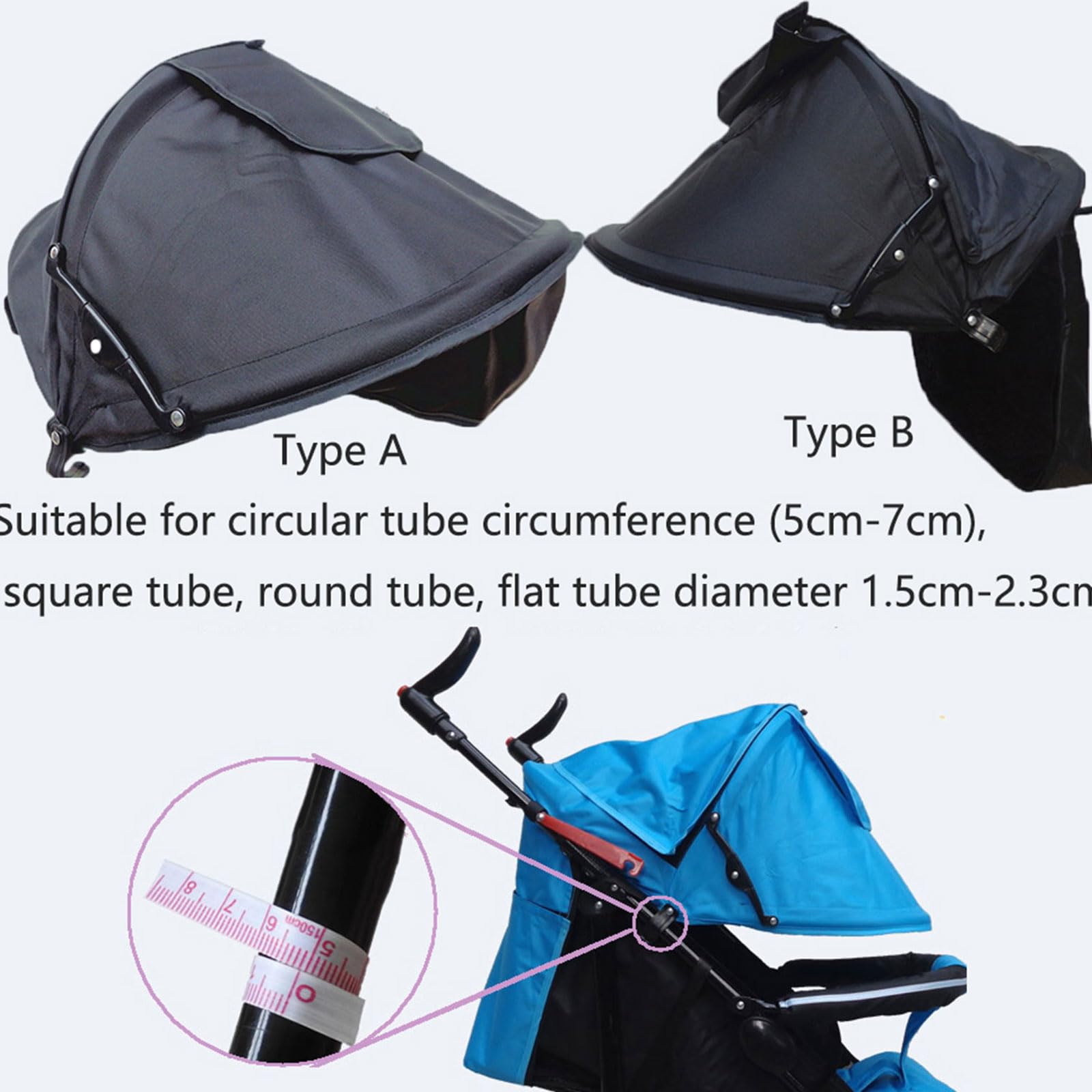 Capota para Cochecito Cochecito de bebé Parasol Protecciones solares Parasol para cochecitos Sombrilla para Cochecito Sombrilla Cubierta para toldo para Lluvia y Sol