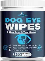NOVEHA Toalhetes para olhos de gato e cachorro, removedor de manchas de lágrimas para descarga e crosta | Lenços brancos para rosto de animal de estimação | Fácil de limpar os olhos diários para