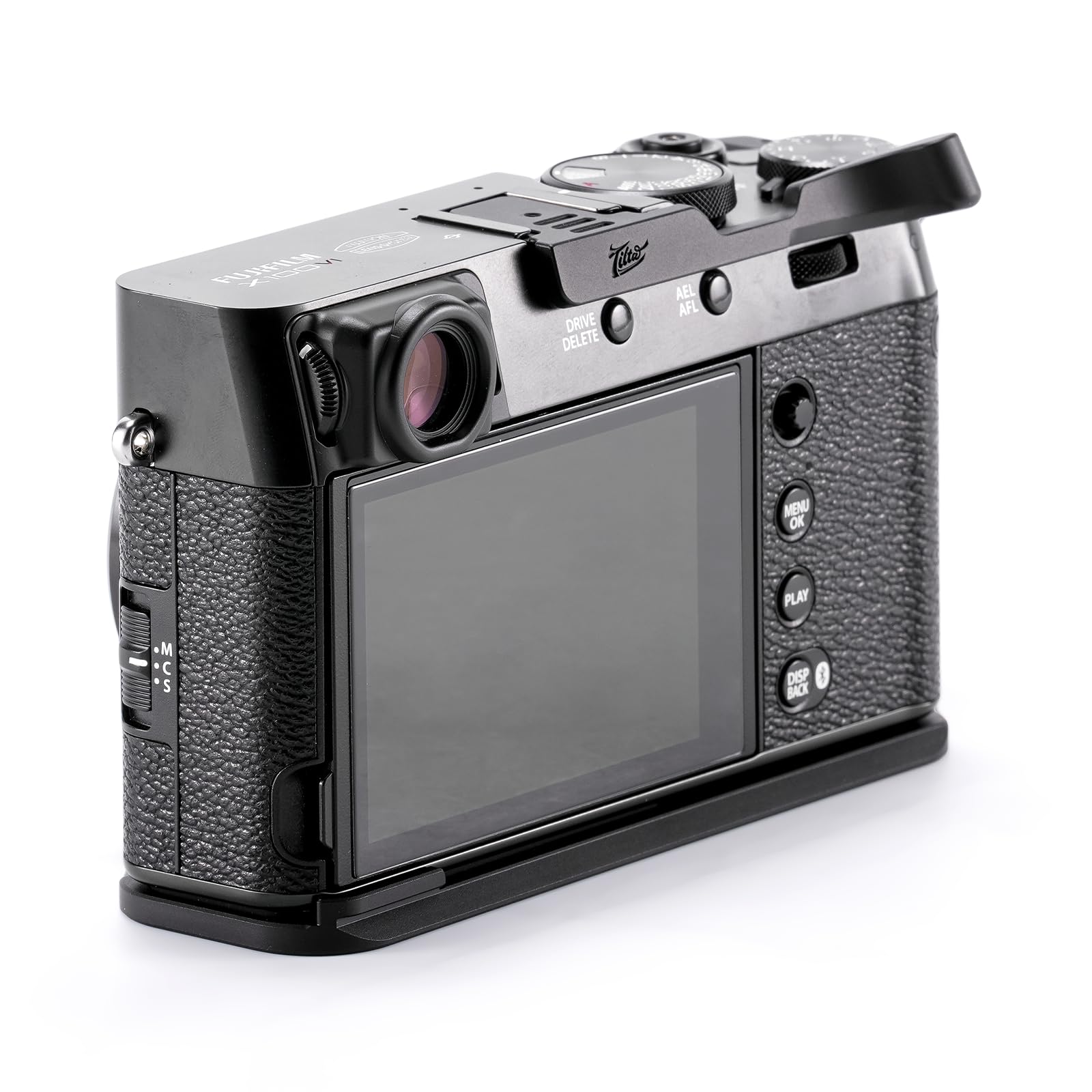 Tilta X100VI Cage Vintage Camera Cage Base Kit Compatible avec X100VI, Mounting Baseplate with Wooden Grip - Black TA-T70-A-B
