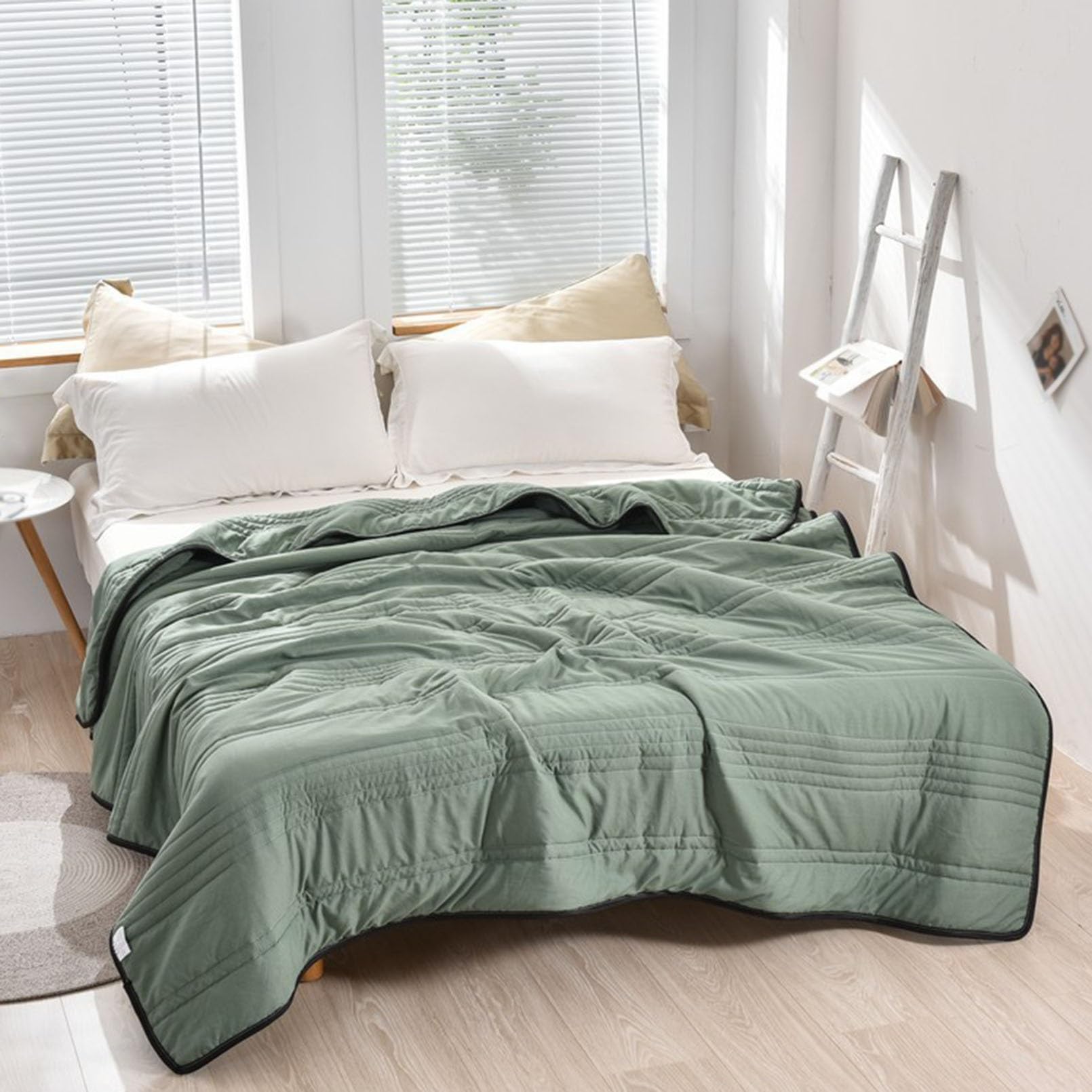 CSYBYW Silk Cooling Blanket,Cool Ice Cooling Blanket,Summer Comforters Blanket for Hot Sleepers Night Sweats,Cool Ice Silk Full Size Thin Cooling Blanket(Military green,71 * 87inch)