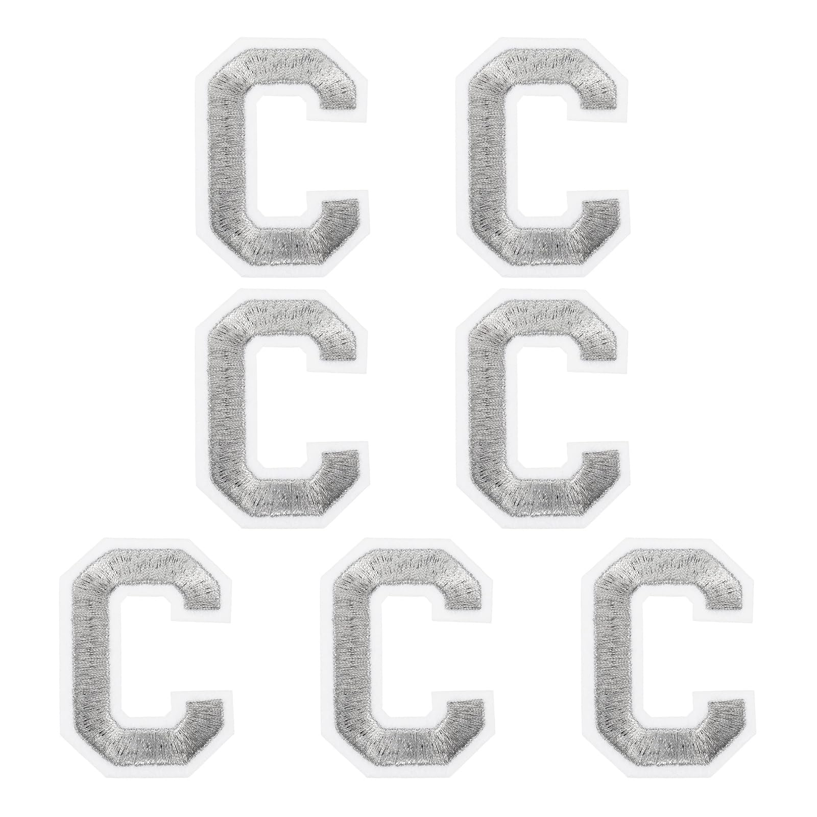 sourcing map 7 Pcs Iron-on Letter Patches, 2.4 Inch Iron-on Letter-C for Clothing Alphabet Embroidery Applique Patches for Clothes Hats Jeans Jacket Backpacks DIY Accessories, Silver