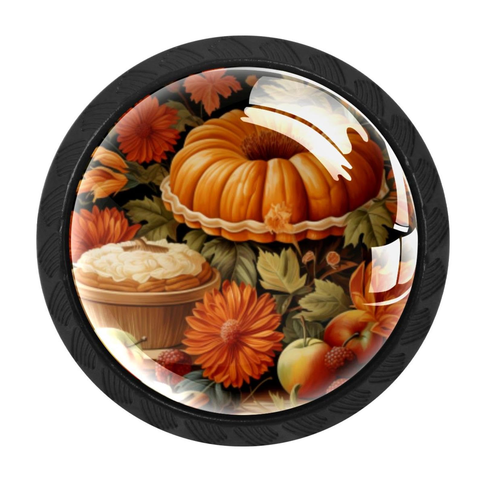 CHENZZZZ 4 Pack Thanksgiving Pumpkin Dresser Drawer Cabinet Knobs Round Crystal Glass Knobs Pulls Handles for Kitchen Wardrobe Cupboard Door Hardware