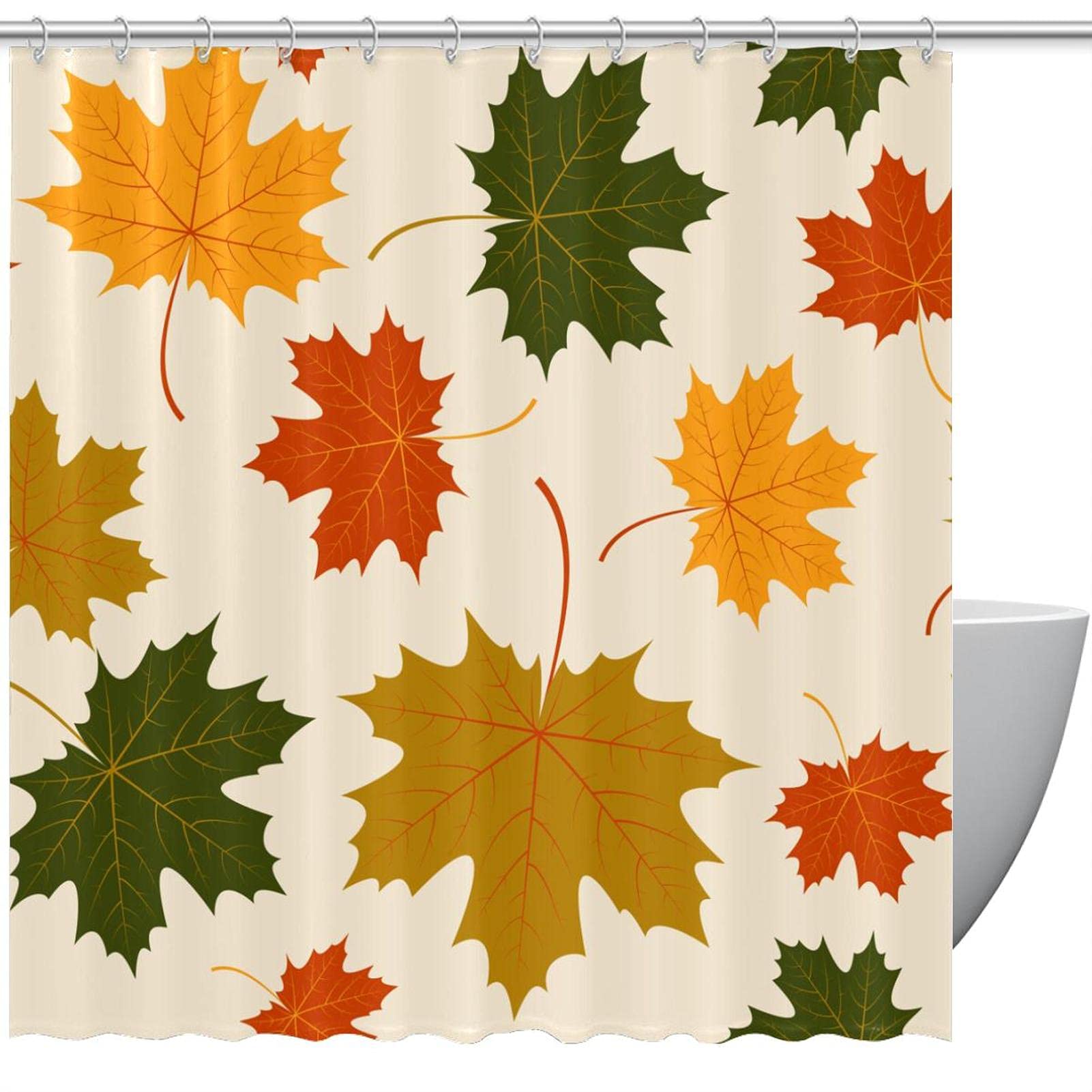 Rideau de douche feuilles d'érable d'automne avec crochets pour salle de bain enfant