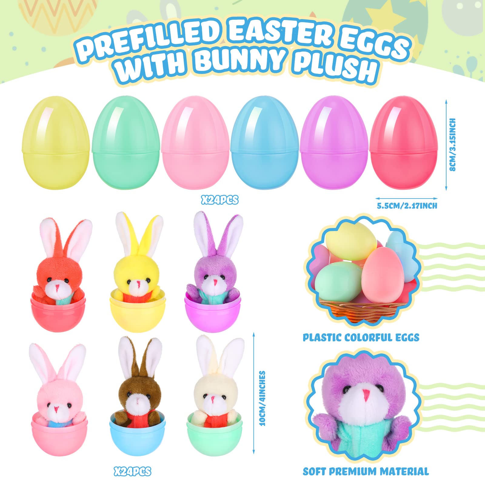 Amazon.co.jp: 48個 詰め込みイースターエッグ ぬいぐるみバニー付き 4