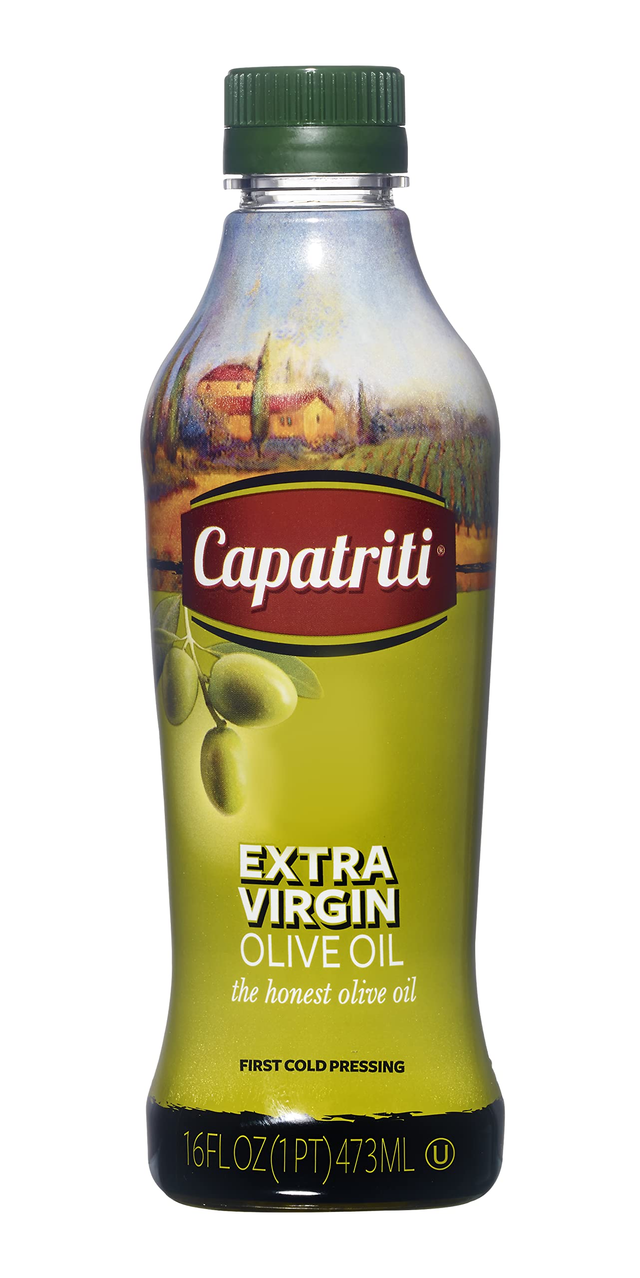 Capatriti Extra Virgin Olive Oil 16 FL. OZ., Cold Pressed, Premium, Great for salad dressings, dips, drizzling over pasta, marinating, roasting or lite sautéing meats, Free from cholesterol, trans fat, gluten, GMOs, sugar & sodium, Kosher