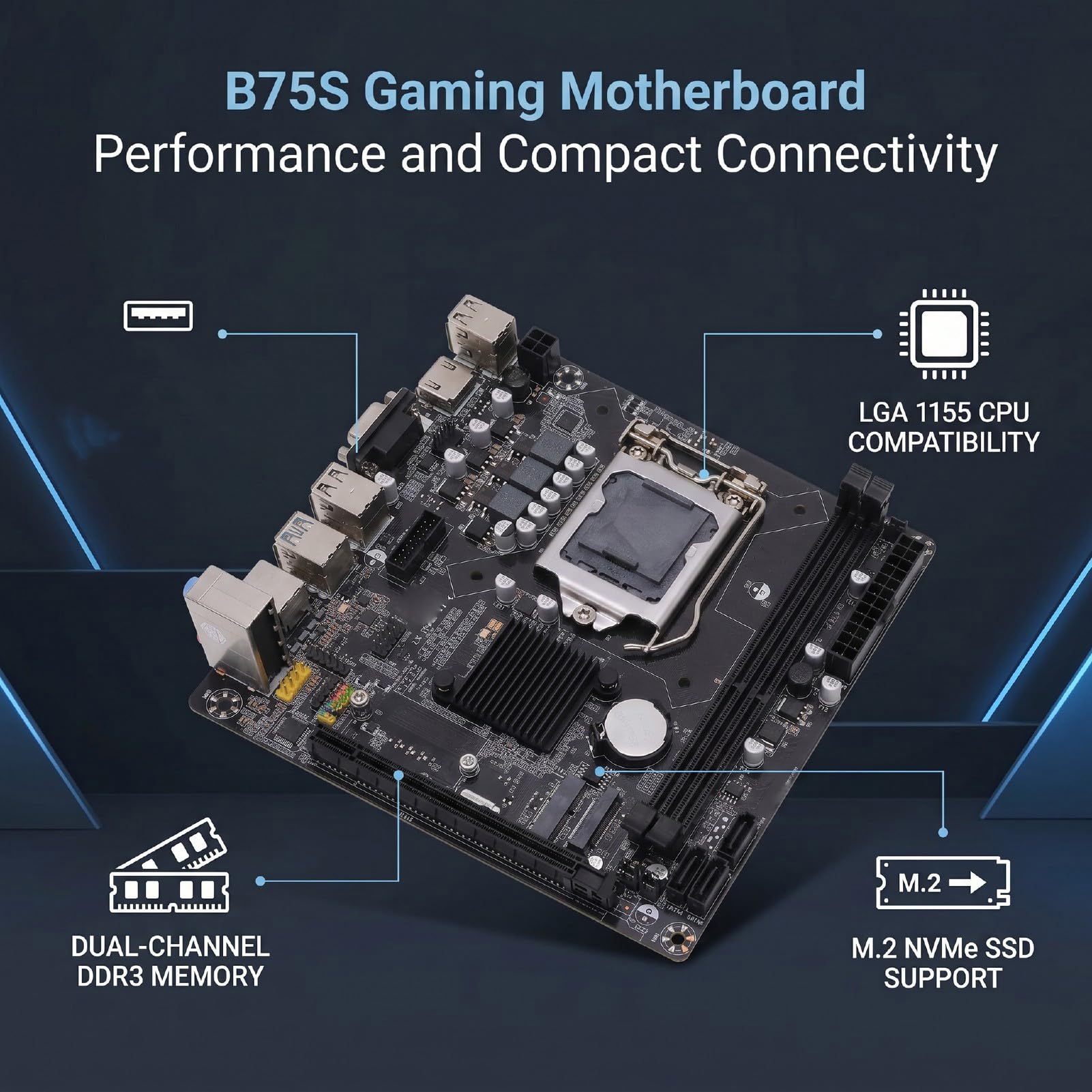 Tangxi B75S Gaming-Motherboard LGA 1155, ITX DDR3 mit M.2 NVMe-Unterstützung