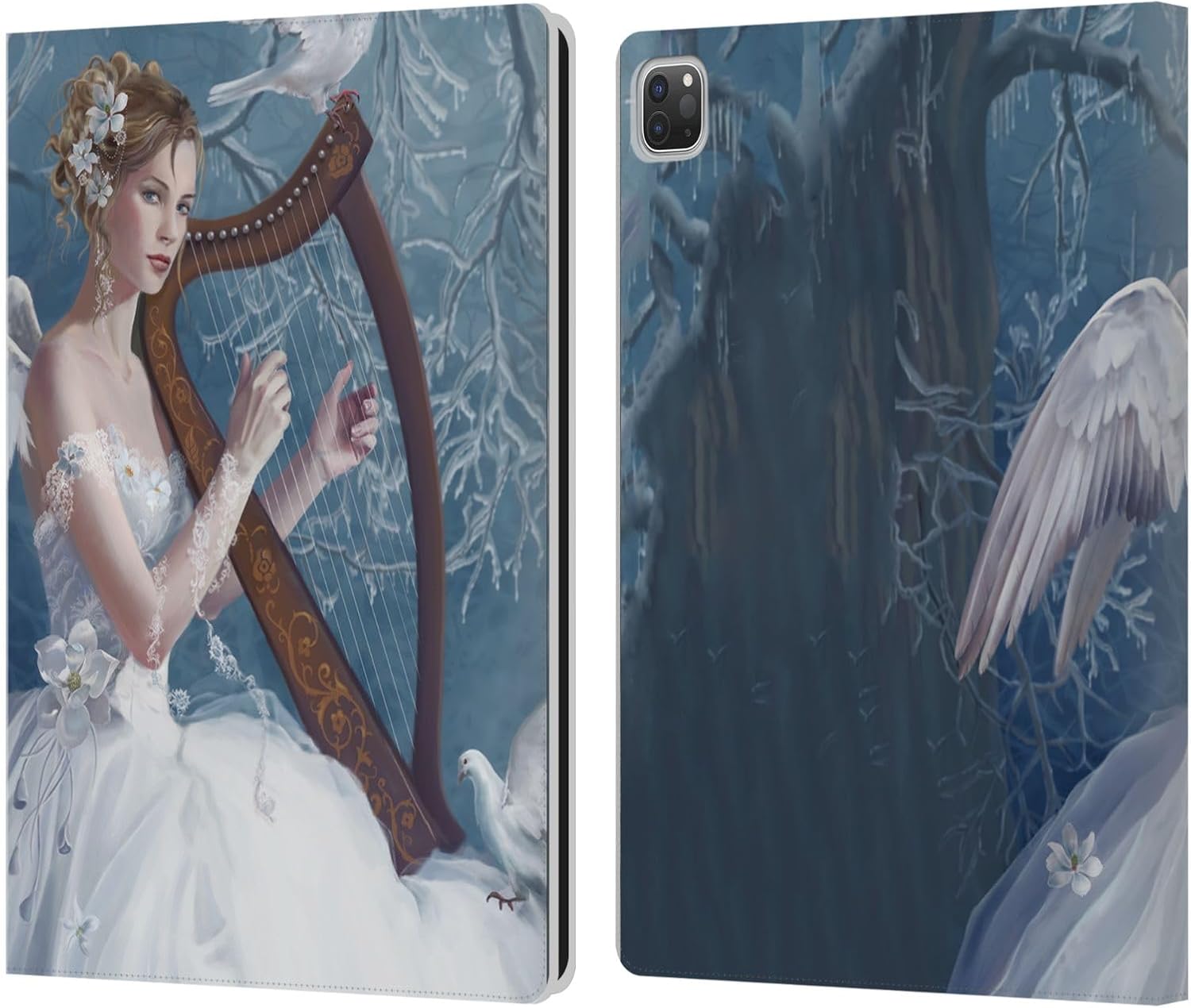 Head Case Designs Officially Licensed Nene Thomas Chorus Angel Harp and Dove Deep Forest Leather Wallet Case Compatible with Apple iPad Pro 13 M4 2024