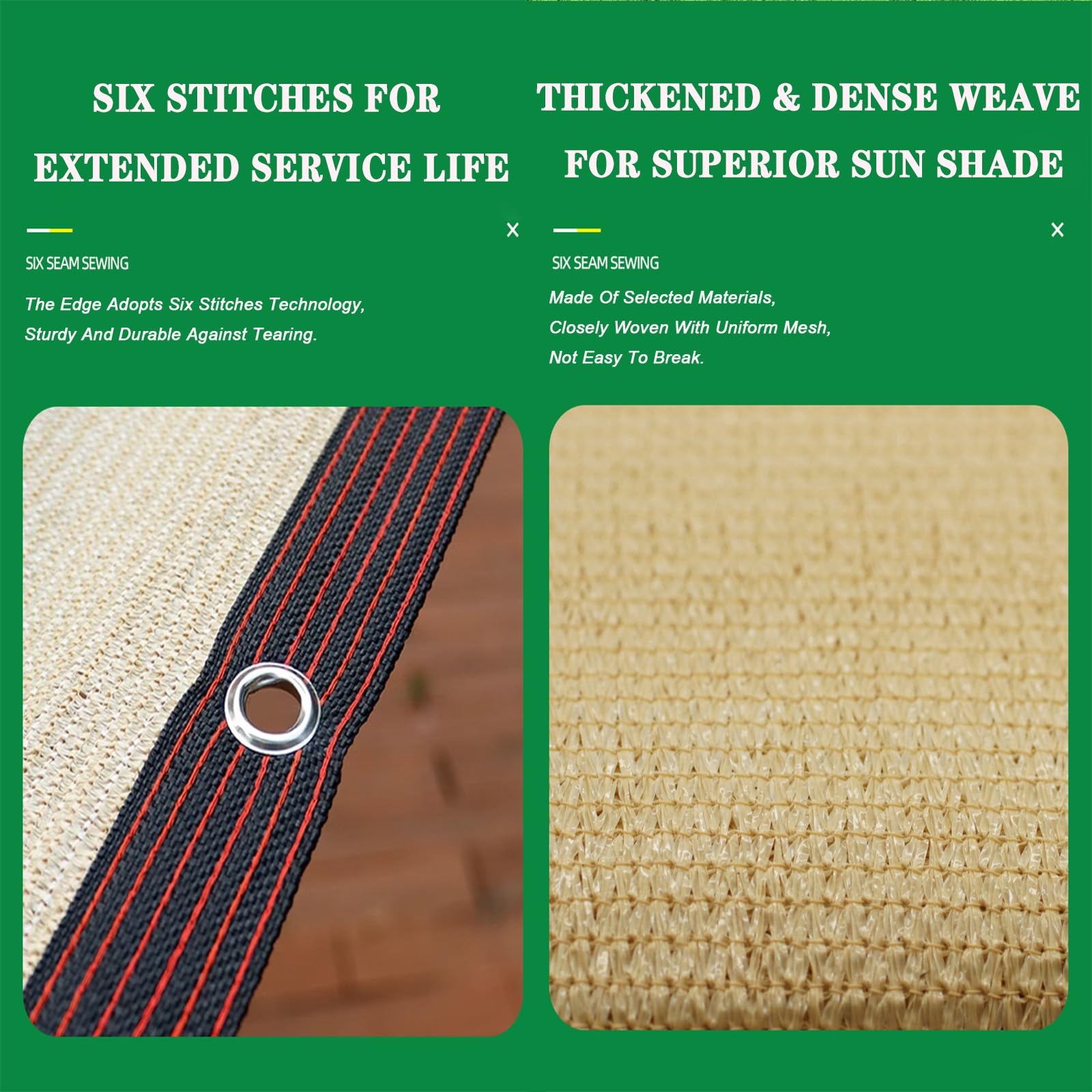 Filet de protection solaire de jardin à 60 % contre les rayons UV – Maille cousue avec œillets, idéal pour les serres et les terrasses, blindage thermique pour plantes, léger et durable