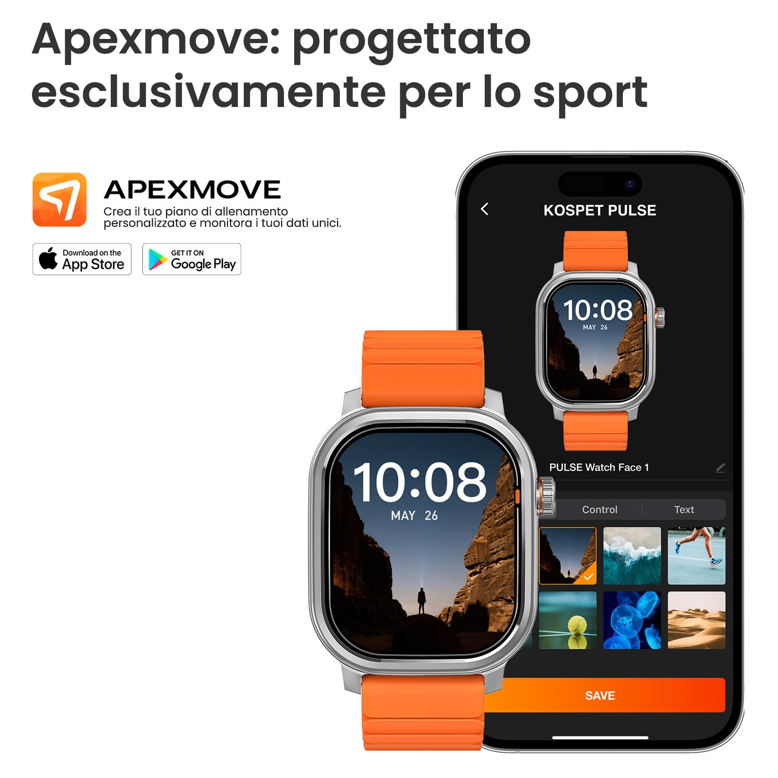KOSPET Smartwatch Rugged con Display AMOLED e Chiamate Bluetooth | Autonomia 15 giorni, Monitoraggio Frequenza Cardiaca, 170+ Modalità Fitness, IP68 Impermeabile, Compatibili Android e iPhone