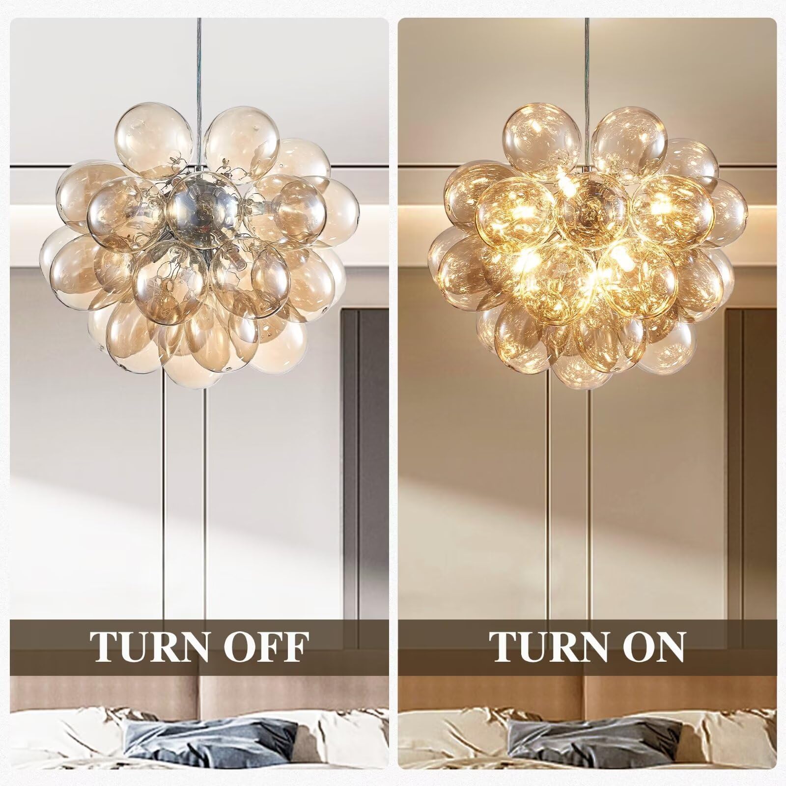 Vcozar Bubble Ball Chandelier - Clear Glass Globe Chandelier