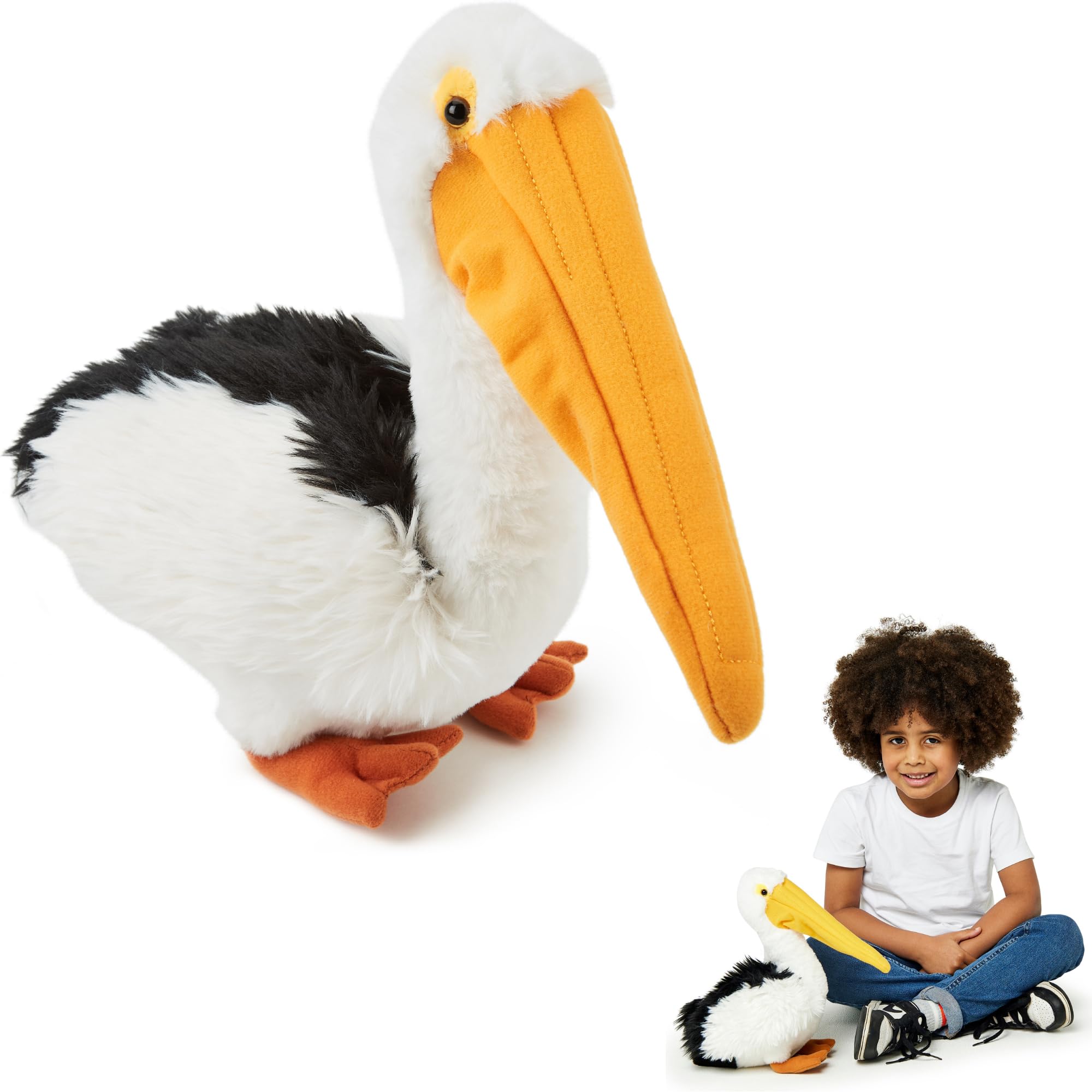 Zappi Co Pelican Plush Toy (29cm) - Soft, Cuddly Safari Animal, Eco-Friendly, Made from 100% Recycled Material, Ideal for Children's Collection