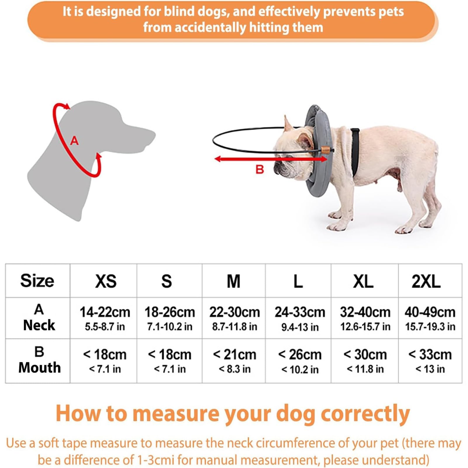 Halo-Leitgerät Blinde Hunde, Schutzhalsband for Blinde Hunde, Effektive Barriere for Sichere Navigation Und Stärkung des Selbstvertrauens Bei Hunden(XX-Large)