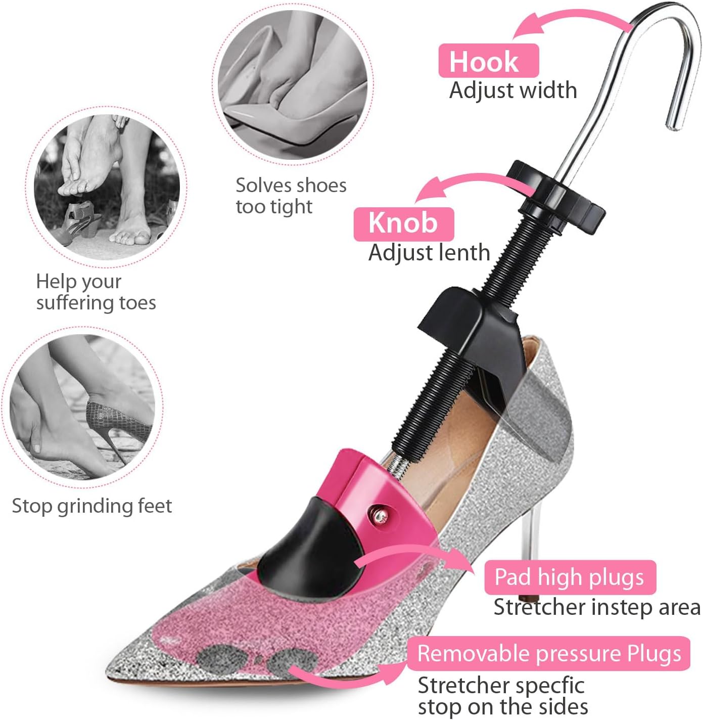 CuteHome Ladies/Men’s Shoe Stretcher Shaper (Single), Expands Length and Width of Tight Feetwear, UK Lady Size 2-8, UK Men Size 5.5-13.5-Two Year Guaranty