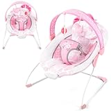 Baby Bouncer&comma; Portable Infant Bouncer&comma; Adjustable and Foldable Baby Rocker with Vibrations&comma;Baby Bouncer Seat for Baby 0-6 Months 6-20 lbs Indoor & Outdoor Use