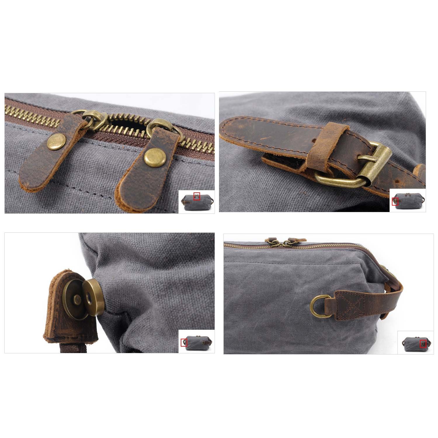 Neuleben Borsa da toilette impermeabile vintage in pelle per donne e uomini Borsa da toilette per viaggi vacanze