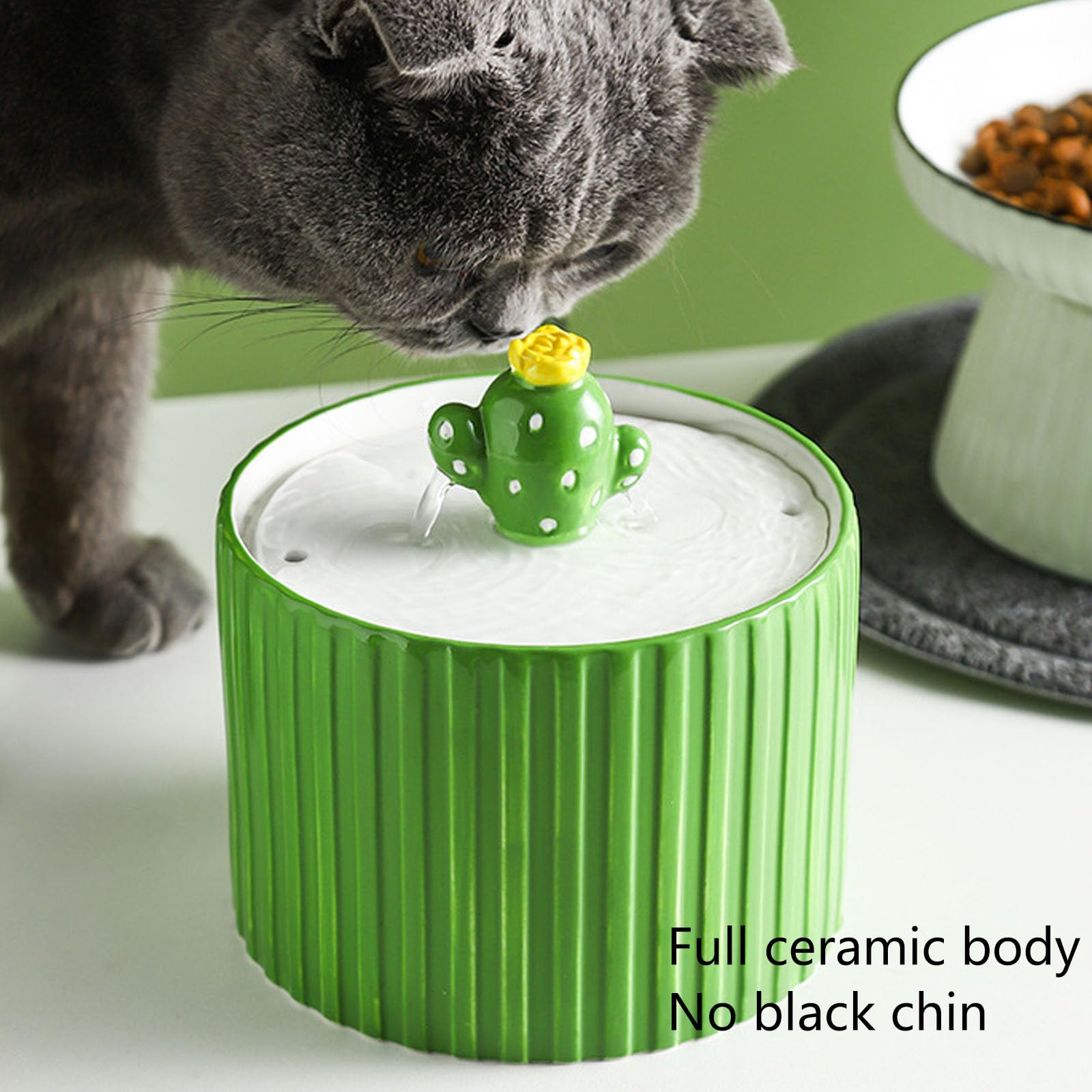 Fontana per Gatti in Ceramica, Fontana per Gatti da 50 Oz/1,5 L per Bere con Pompa Ultra Silenziosa E 6 Filtri di Ricambio, Distributore Automatico di Acqua per Gatti,M