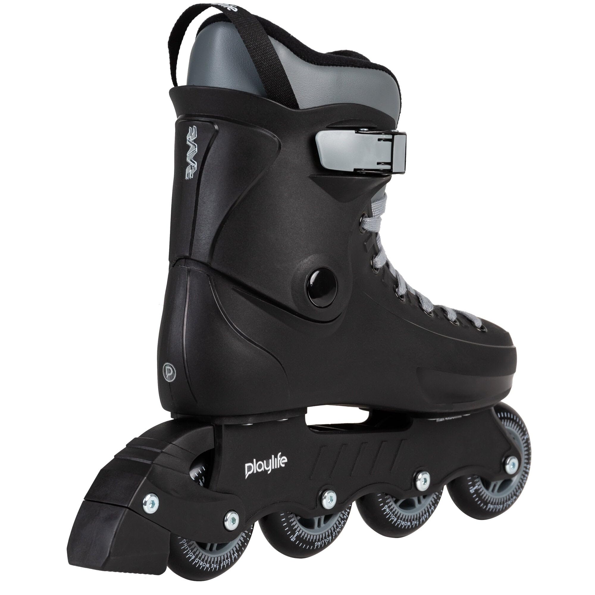 Playlife Rave Black 80 Rollers en ligne, noirs, pour homme et femme, taille 39-46, rollers rétro avec roues 80 mm/85 A, roulements à billes ABEC 7
