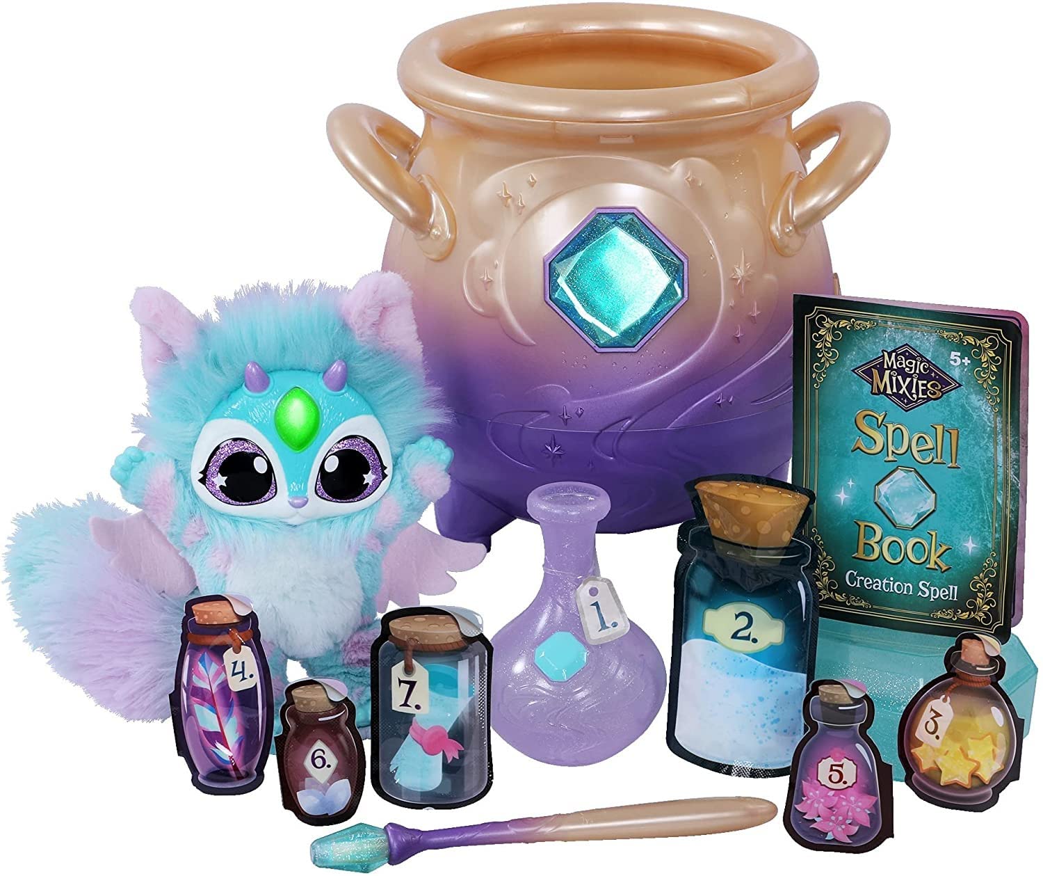 Giochi Preziosi - Magic Mixies Blu, Pentolone Magico con Una Morbida Sorpresa, Crea l'Incantesimo con la Bacchetta Magica e Gli Ingredienti Inclusi, MGX01000