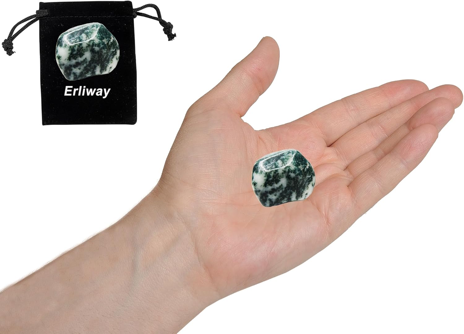 Moss Agate Healing Crystal Stones, 1.25-2.0" Large Reiki Healing Gemstones Natural Tumbled Polished Stones for Energy Witchcraft Therapy Meditation - Image 5