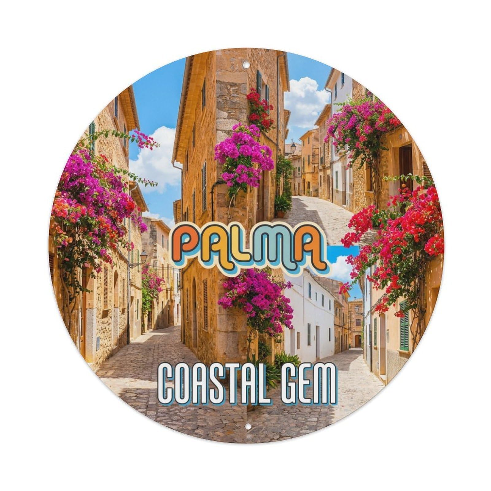 Tgrcjimh Style Metal Tin Sign Vintage Travel Palma Spain Scene