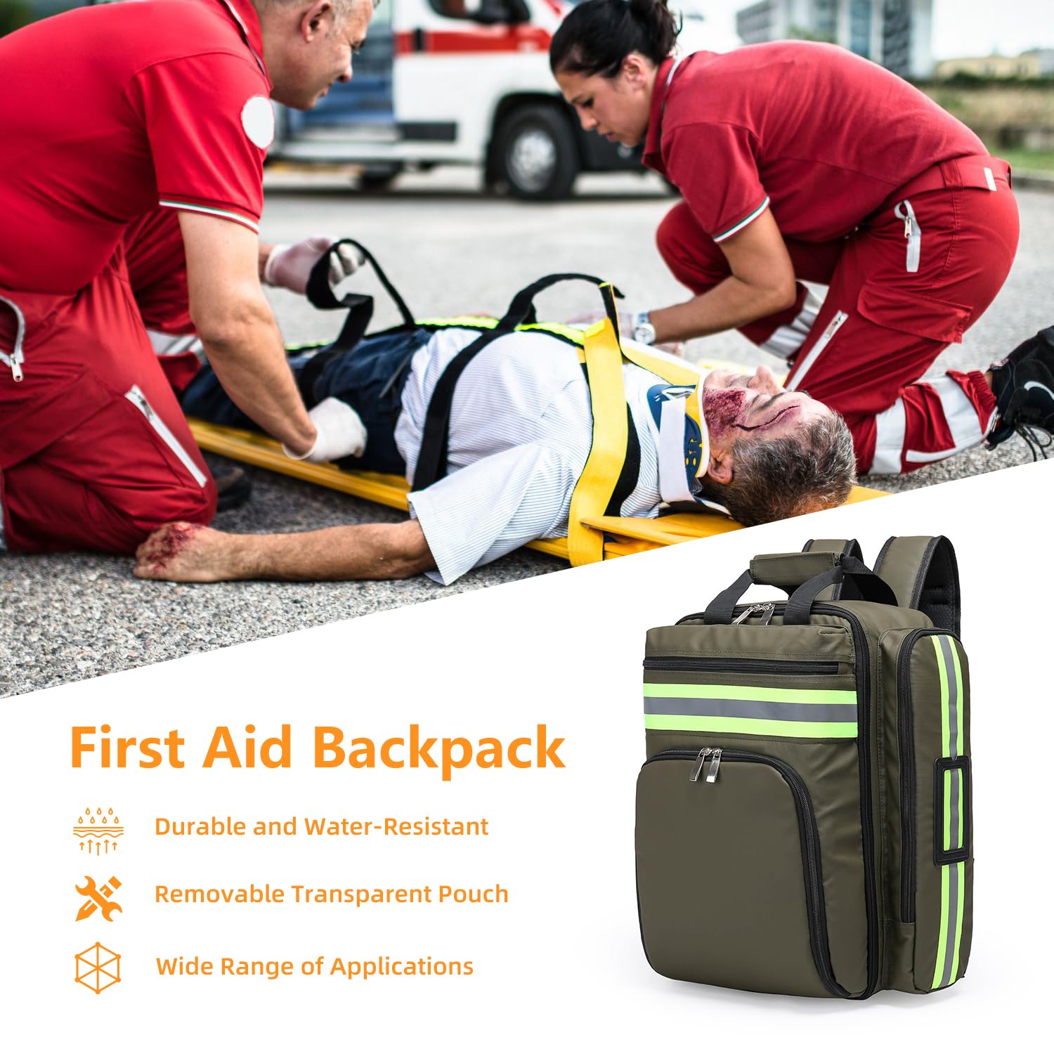 Be-Better Leerer Erste-Hilfe-Rucksack, Medikamentententasche, leerer Notfalltasche, medizinischer Taschenorganizer, Notfall-Rucksack, Erste-Hilfe-Rucksack, Medikamenten-Magnet (nur Tasche)