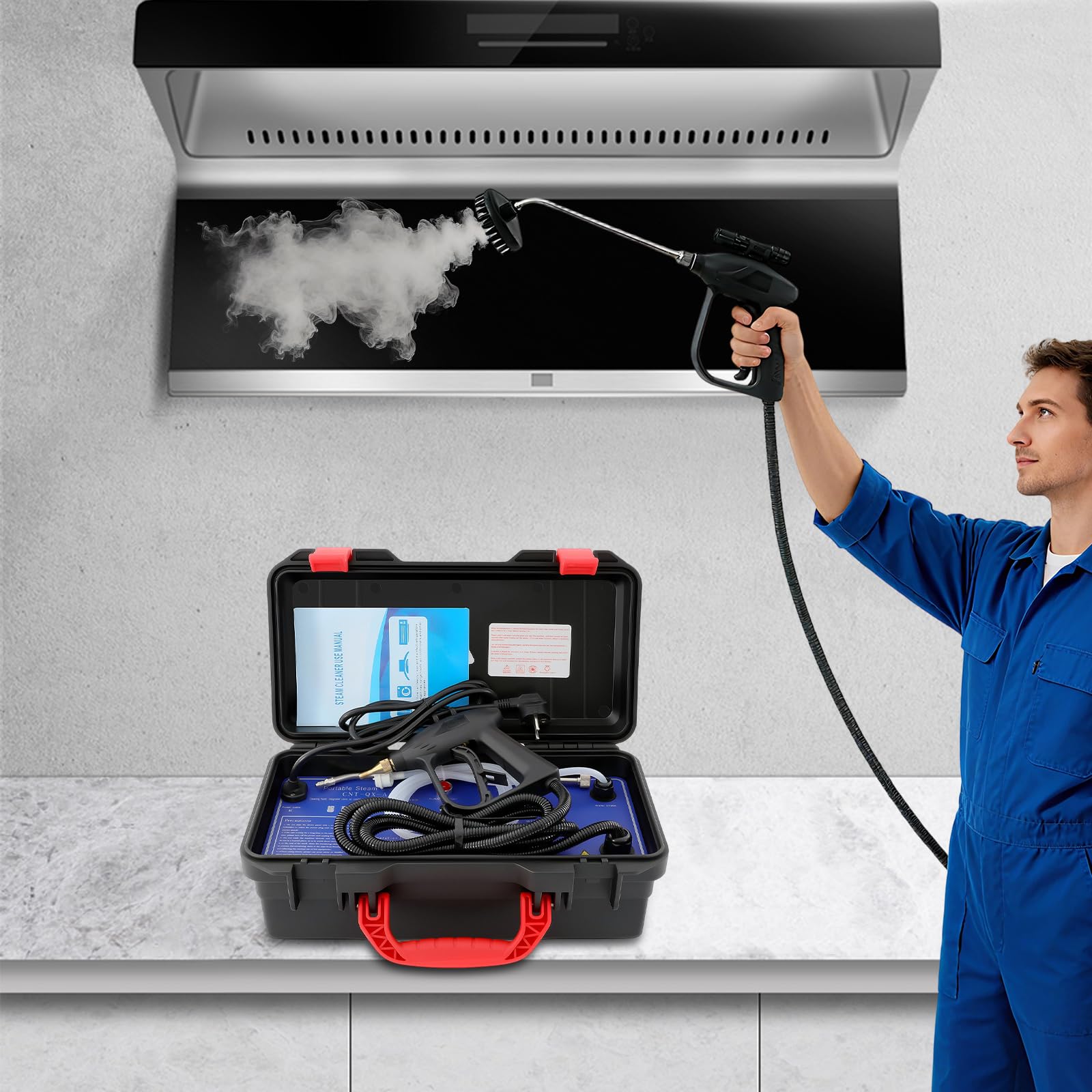 Dampfreiniger 3000W Handgerät mit 2-3,5 Bar Druck, Tragbarer Hochdruck-Dampfreiniger mit Trocken- & Nassdampf, Multifunktionaler Steam Cleaner für Küche, Bad, Fliesen, Sofa, Auto, Fenster & Fugen