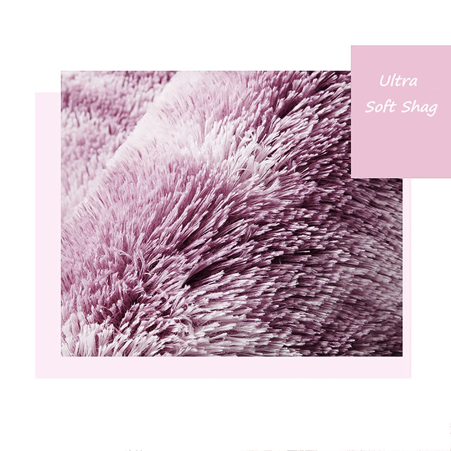 FlashLTD Fluffy Ultra Soft Shaggy Area Rugs for Bedroom Fluffy Carpet for Kids Room Bedside Nursery Mats (Purple White, 5.3' x 7.5')