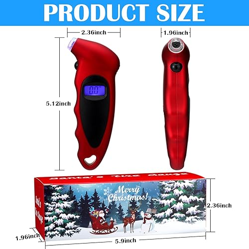 Miniatura 2 de Copkim Paquete de 6 medidores digitales de presión de neumáticos en caja de regalo, rellenos de calcetines de Navidad para hombres, accesorios de
