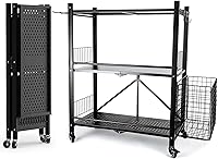 Vista 1 de London & Byrd - No Assembly - Home Gym Storage Rack. Steel Construction, Heavy Duty Wheels, with Basket and Hooks. Great for Home Gym Equipment