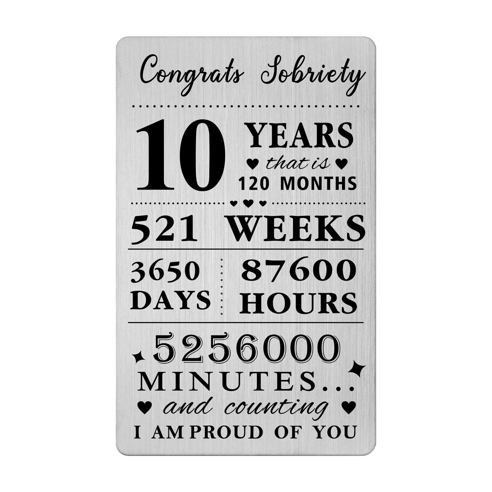 Gezxin 10 Year Sobriety Card Gifts For Men Women- Congratulations 10 Year Sober Wallet Insert Card for Him Her- Personalised Sobriety Ten Years Proud of You Presents