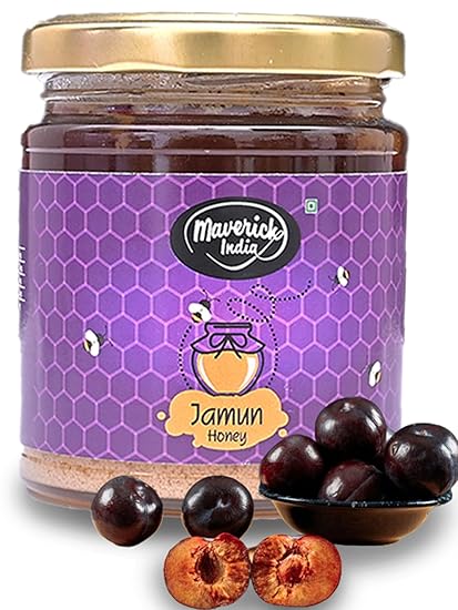 Maverick India Jamun Honey Organic Sweet Symphony of Health | Unprocessed Honey | Ayurvedic Medicine for Blood Sugar & Immunity | Raw Natural Honey | sugar free Honey for Diabetic (250ml)