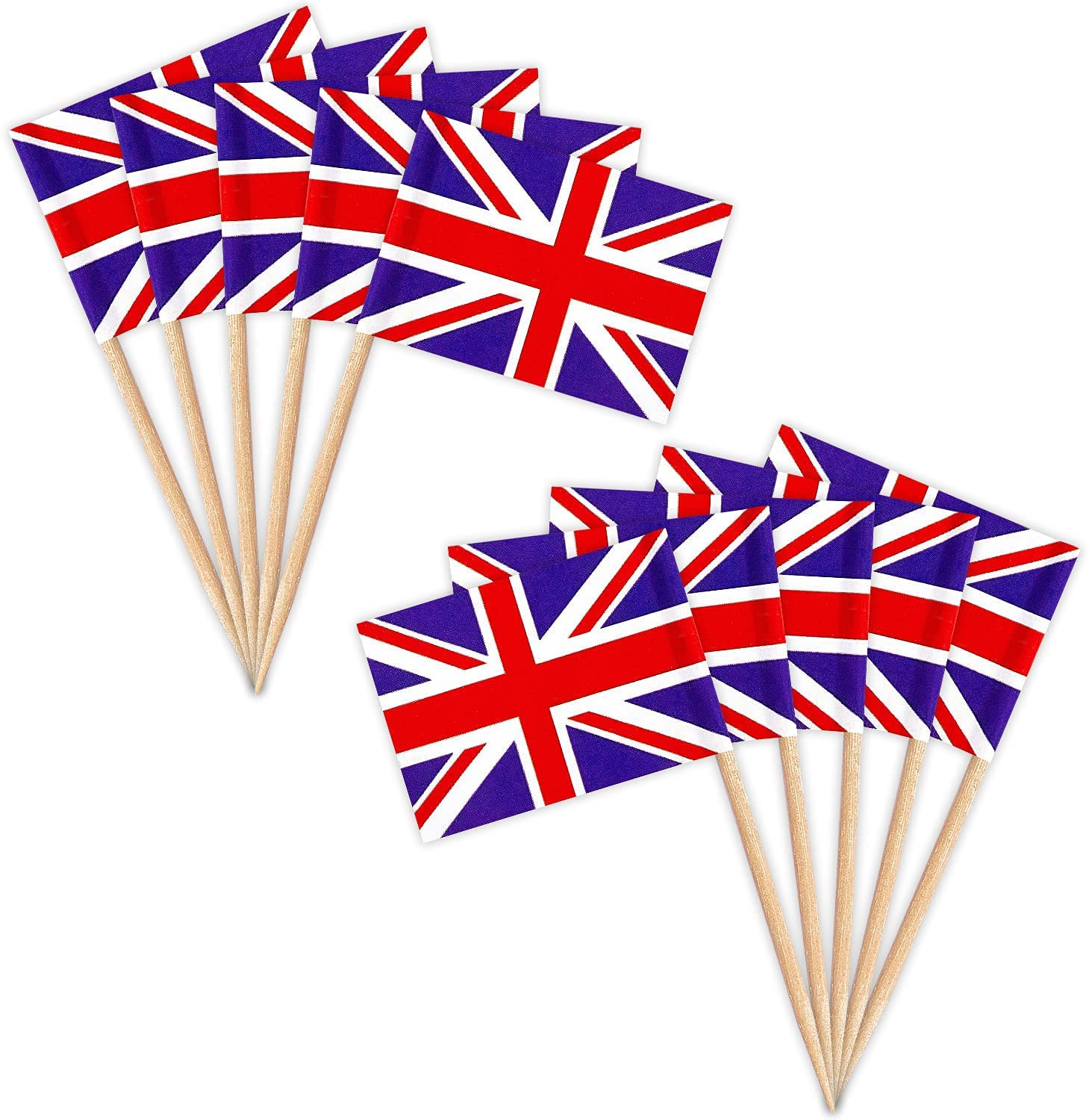 100 Bandierine UK Per Stuzzicadenti | Decorazioni Per Cupcake, Cocktail E Antipasti | Bandiera Del Regno Unito